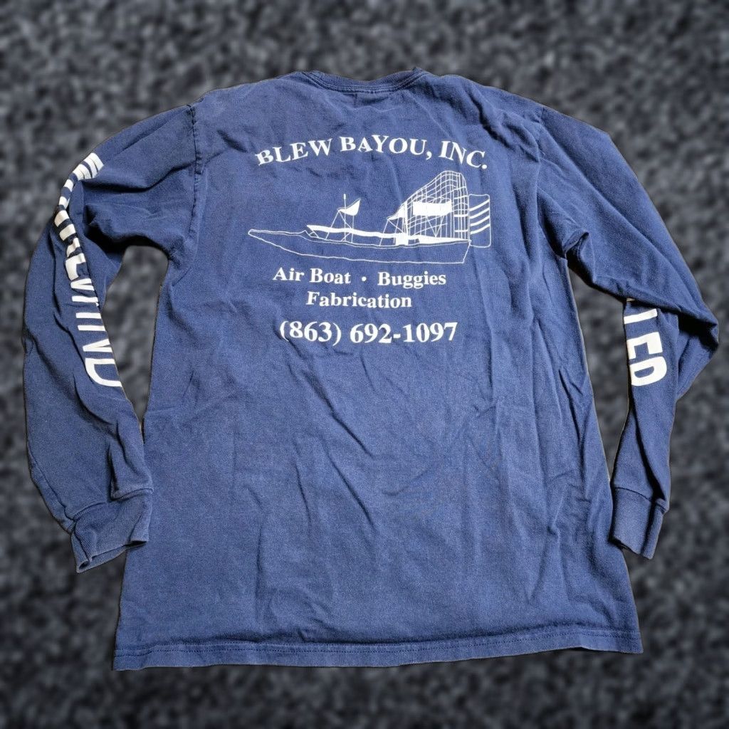 Hanes HANES Funny Blue Bayou Airboat Long Sleeve T-Shirt Adult M Double-Sided Mens Size US M / EU 48-50 / 2 - 1 Thumbnail
