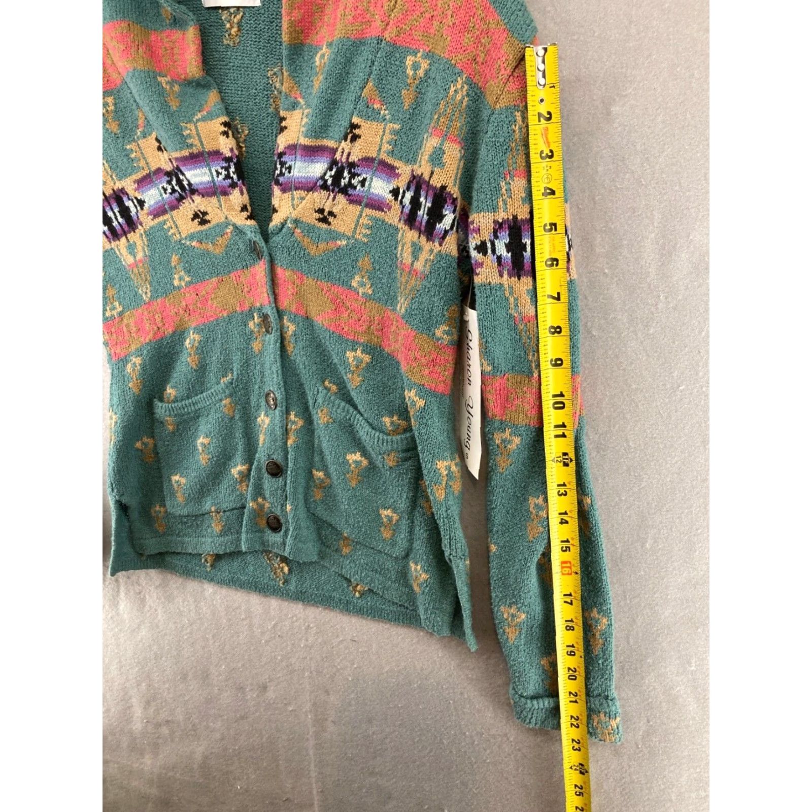 Vintage VINTAGE Sharon Young Sweater Cardigan Womens Small Southwestern Geometric Knit V-Neck Western Cowgirl All Seasons Mens/Womens? Size S / US 4 / IT 40 - 4 Thumbnail