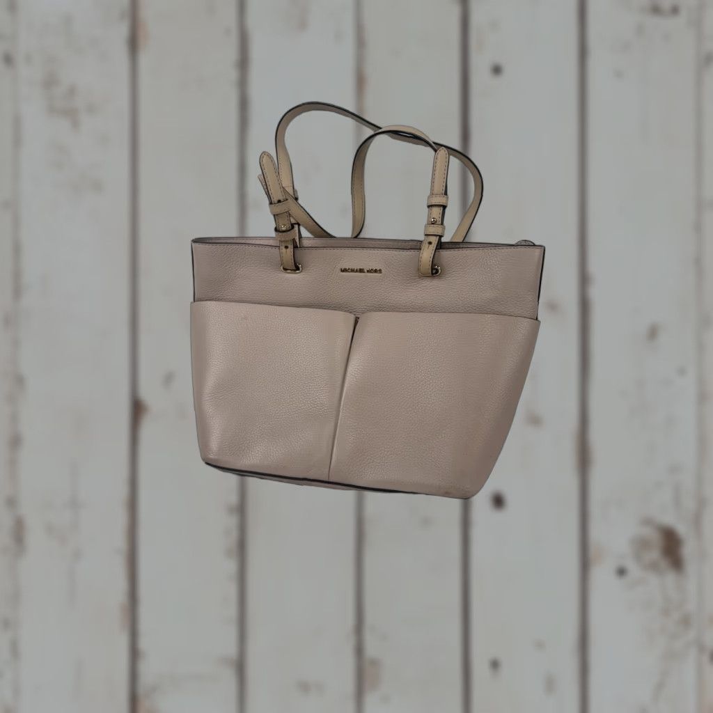 Vintage Michael Kors Bedford Blush Pink/beige Pebbled Leather Tote Bag Vietnam in White, Women's