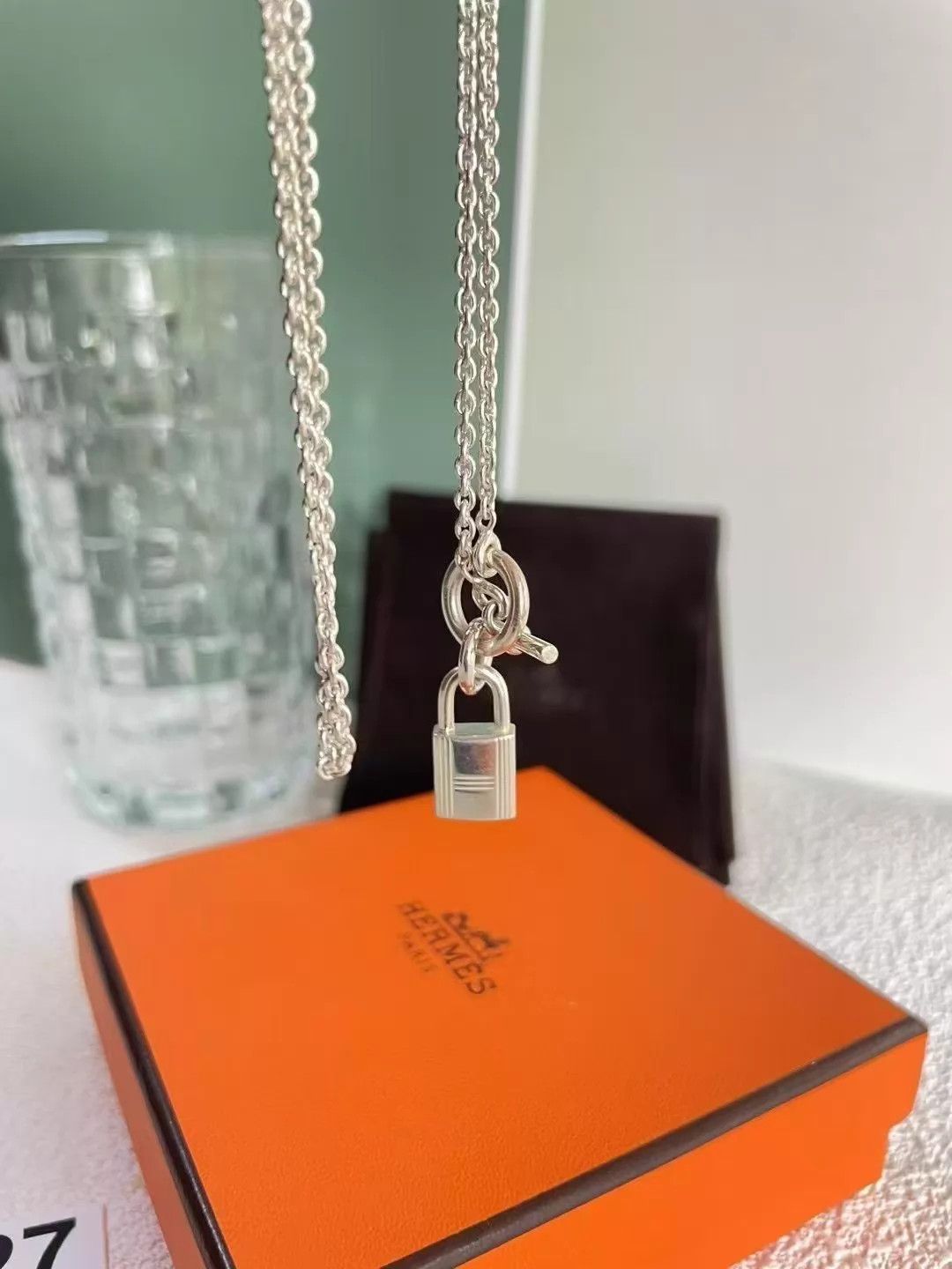 Hermes HERMES 925 Silver Lock Pendant Necklace 40cm M127 New Size ONE SIZE - 4 Thumbnail