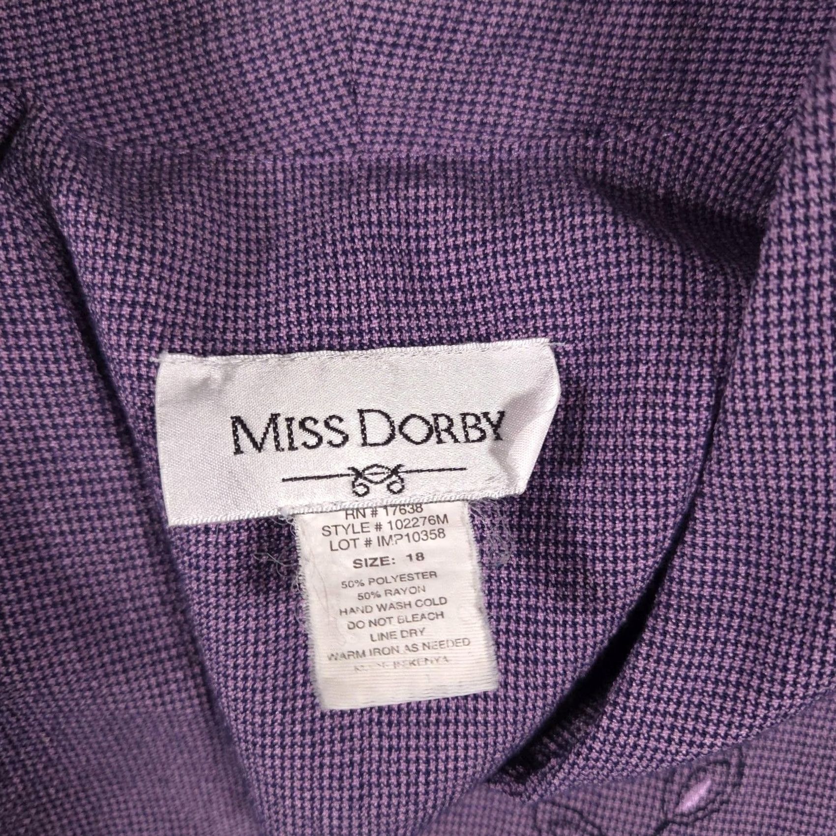 Vintage VINTAGE Miss Dorby Jacket Womens 18 Purple Floral Embroidered Button Front Dressy Top Size XXL / US 16-18 / IT 52-54 - 5 Thumbnail
