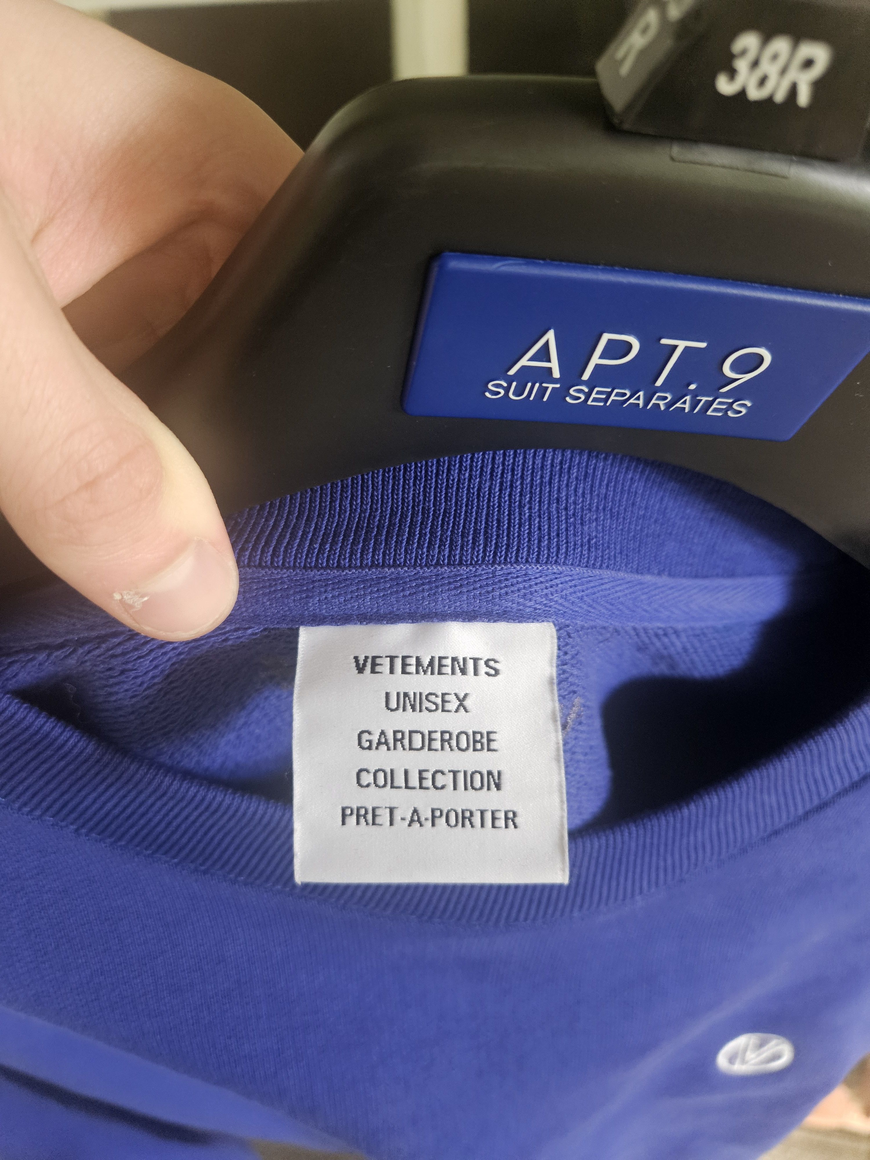 Vetements Royal Blue Logo Tape Oversized Crewneck Sweater Size US L / EU 52-54 / 3 - 8 Thumbnail