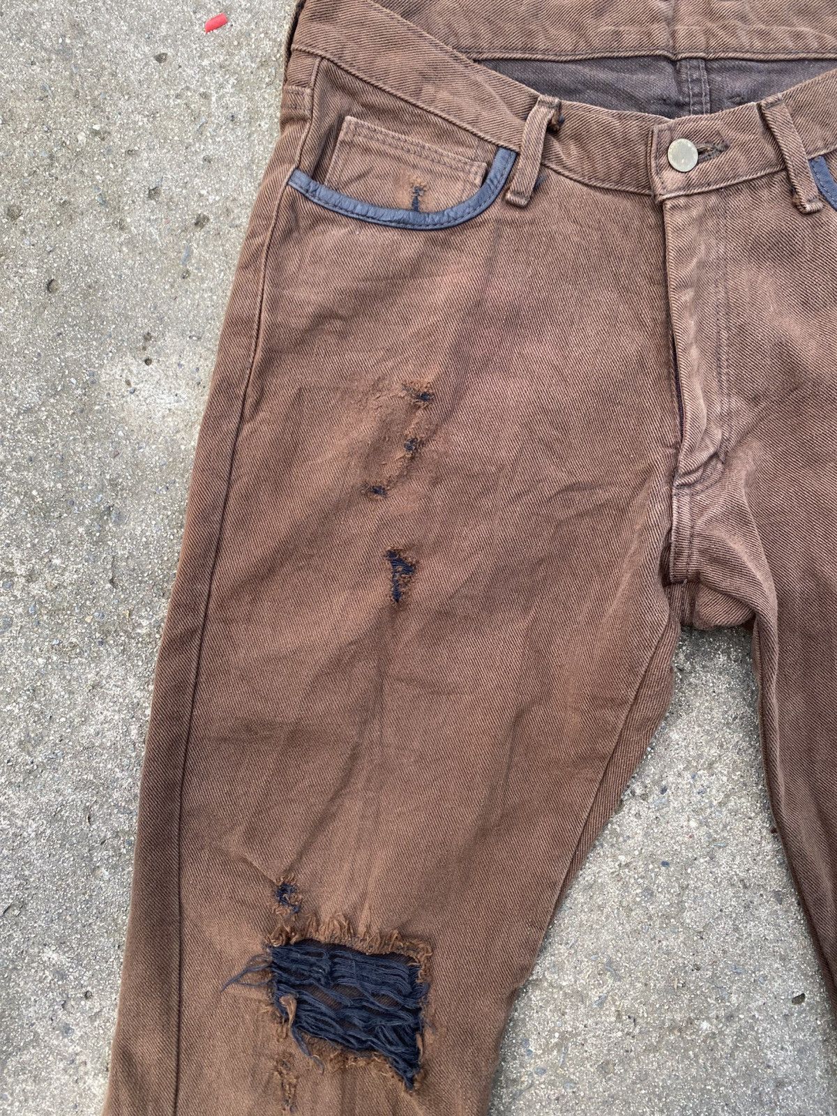 14th Addiction × KMRii RAGE Brown Thick Cotton Flare Denim Size US 31 - 5 Thumbnail