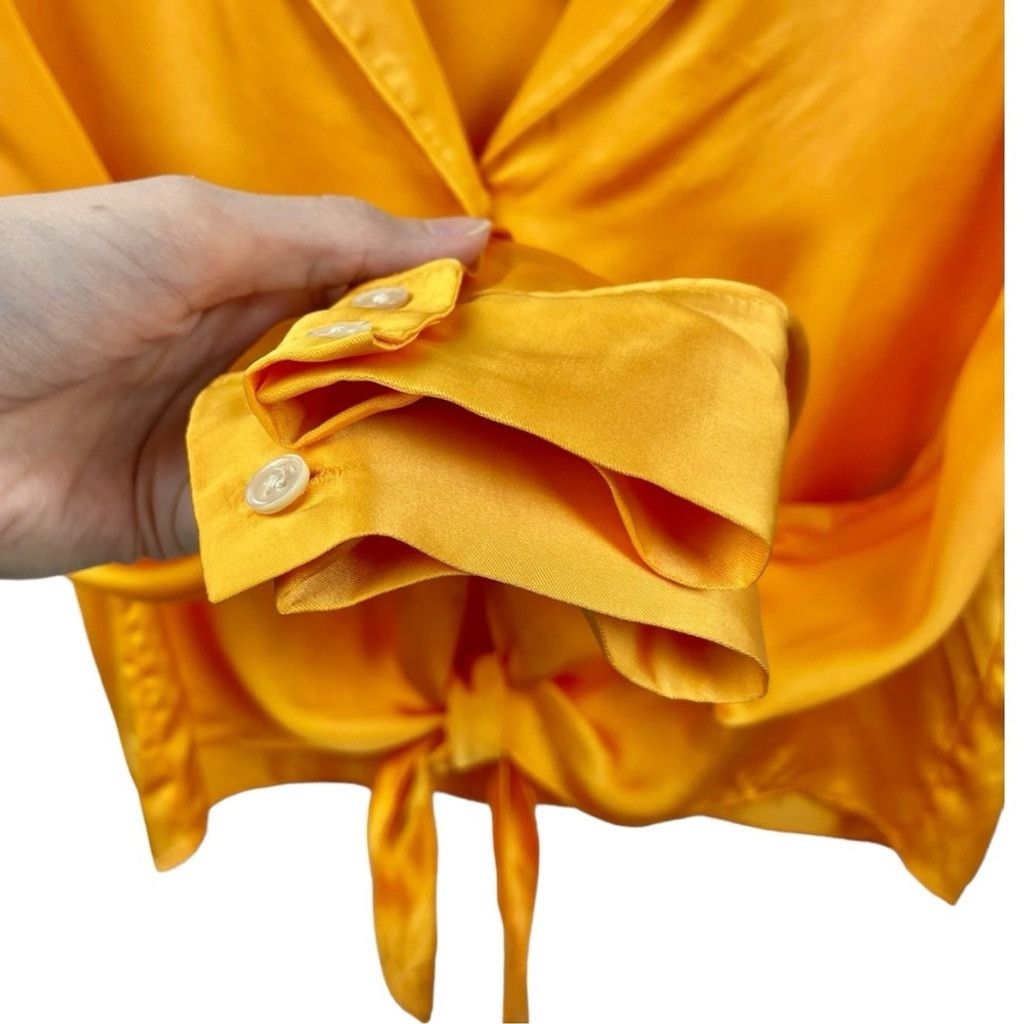 Aritzia NEW Wilfred Tuscan Sun Satin Tie Front Cropped Blouse XXS Size XXS / US 00 / IT 34 - 6 Thumbnail