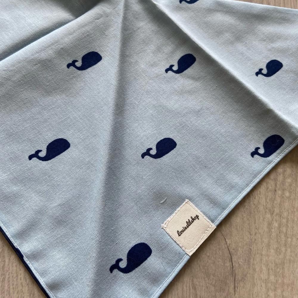 Designer Louies Lil Shop Blue Whale Hello There Dog Bandana Size ONE SIZE - 4 Thumbnail