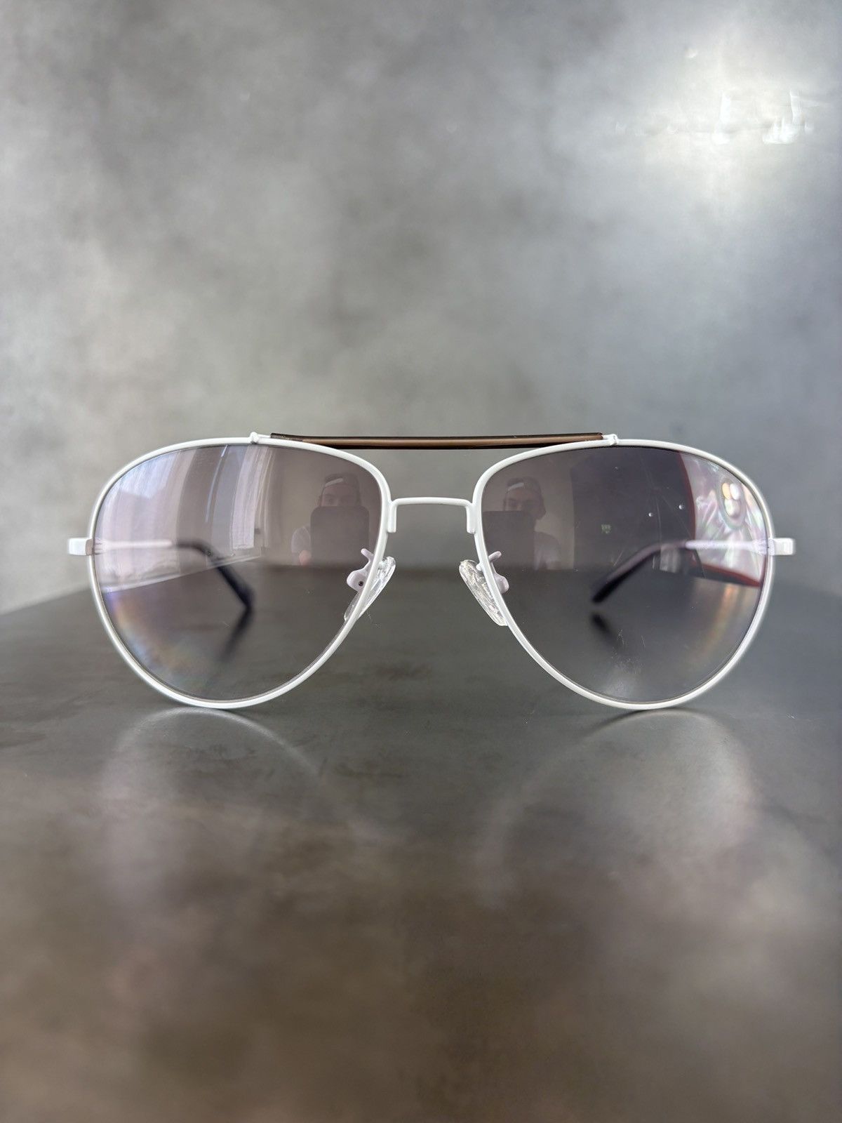 Perry Ellis Vintage Perry Ellis Sunglasses 2000s Aviators White Gaudy Size ONE SIZE - 3 Thumbnail