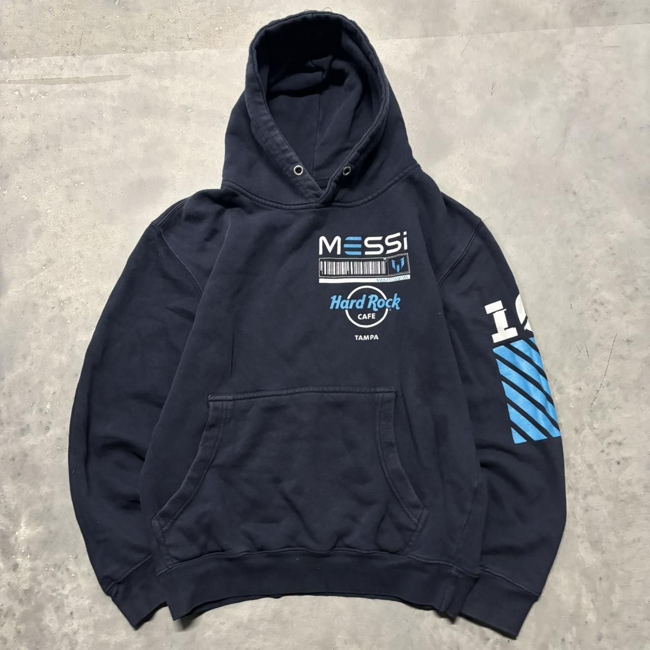 Hard Rock Cafe × Vintage Crazy Vintage Y2K/2000s Navy Blue Messi Hard Rock Cafe Tampa Soccer Hoodie! Size US S / EU 44-46 / 1 - 1 Thumbnail