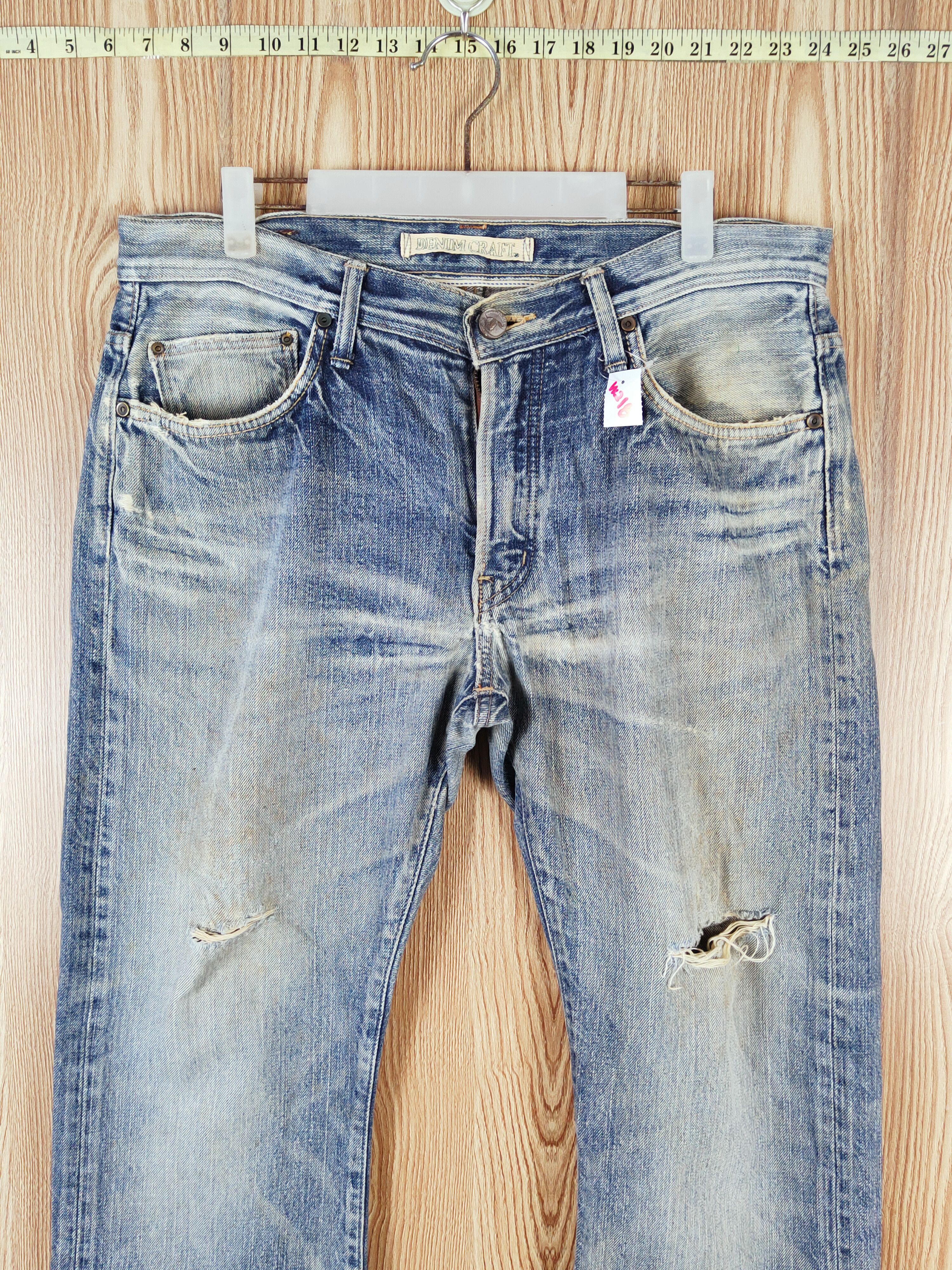 Japanese Brand Denim Craft Blue Distressed Ripped Jeans #W218 Size US 34 / EU 50 - 2 Thumbnail