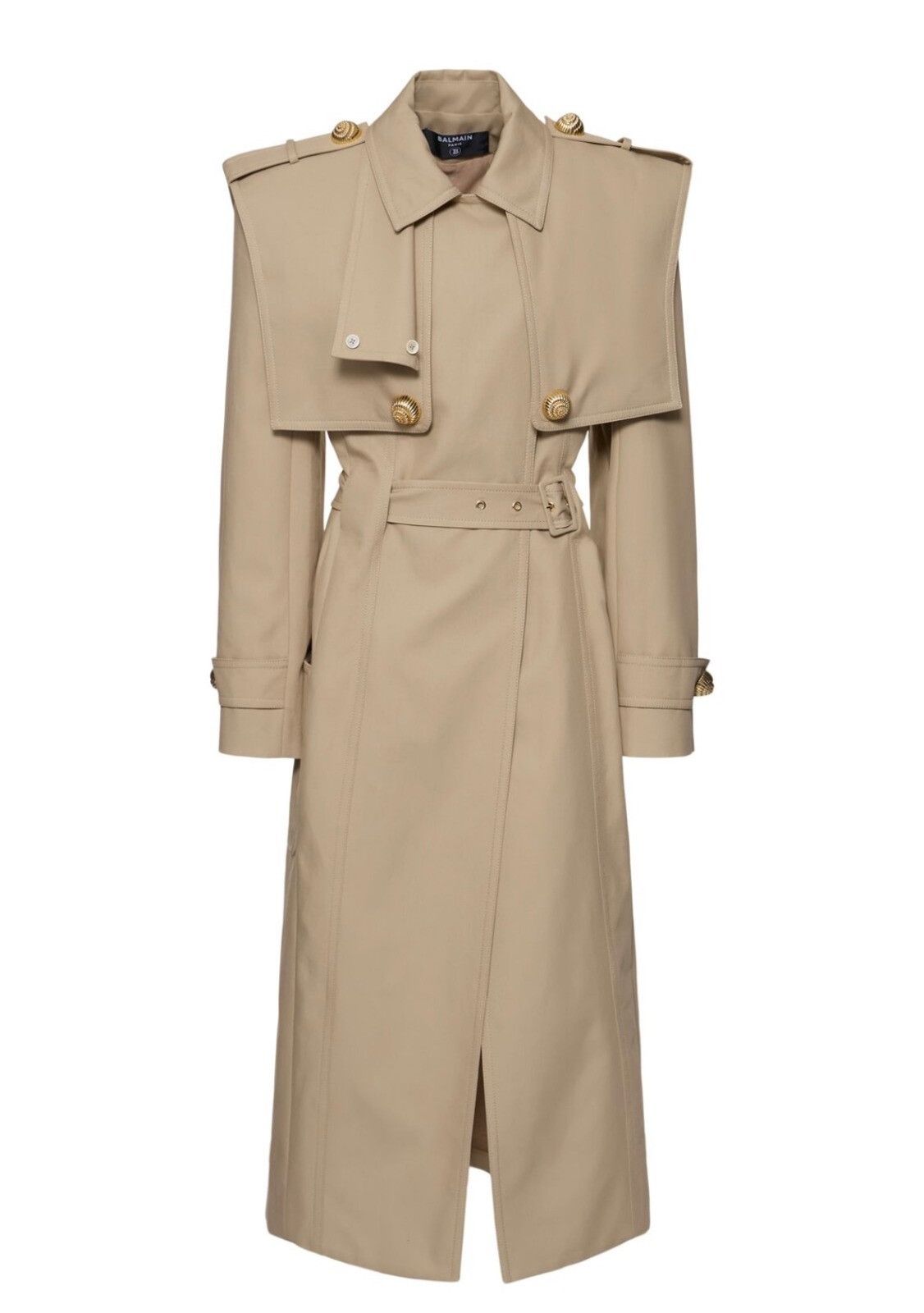 Balmain o1mt1gz0126 Tailored Cotton Trench Coat in Beige Size XL / US 12-14 / IT 48-50 - 1 Thumbnail