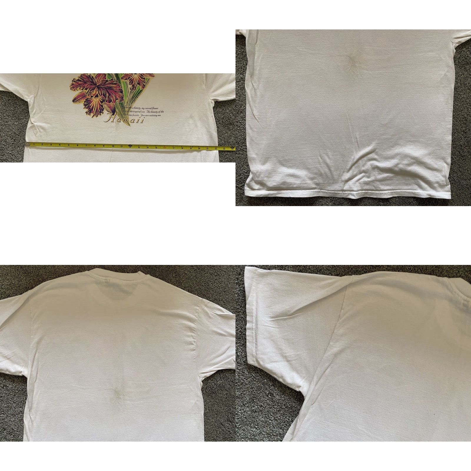 Hanes VINTAGE Hanes Beefy T-Shirt Hawaii Flowers White XL Adult Short Sleeve Men's 46-48 Size US XL / EU 56 / 4 - 9 Thumbnail