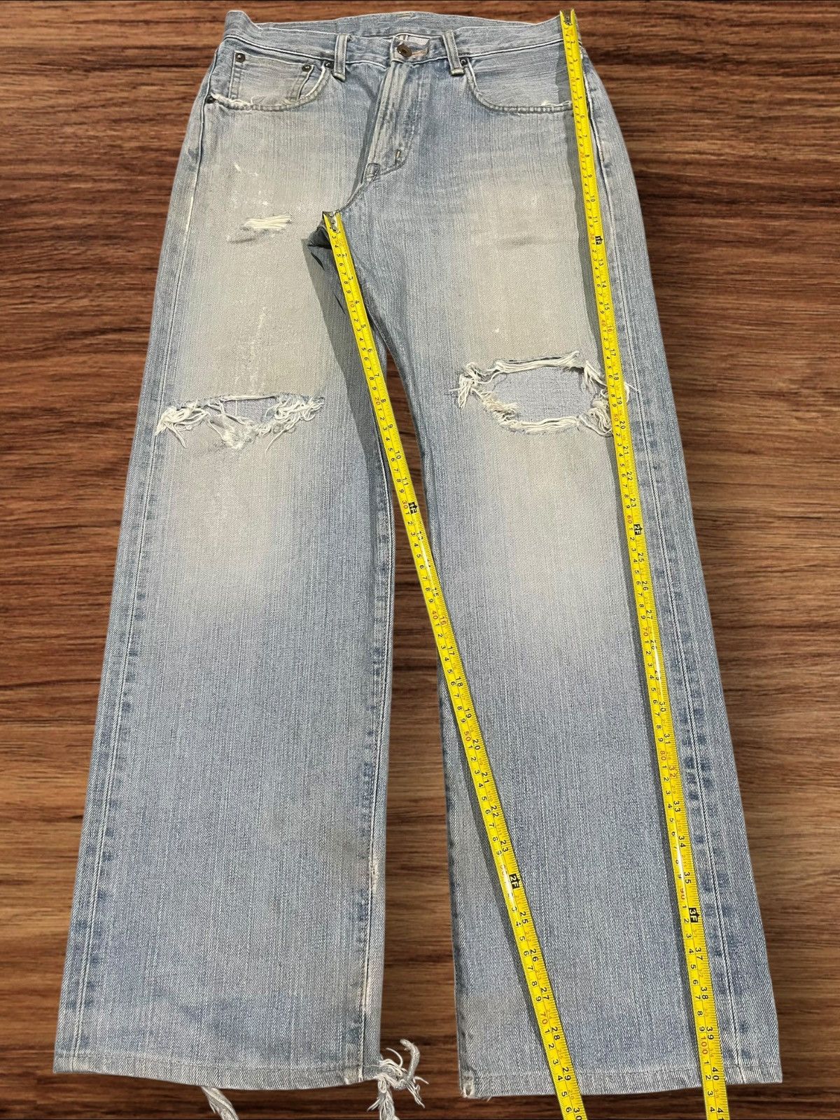 Edwin × Vintage Vintage Edwin 505X Blue Washed Distressed Selvedge Jeans Size US 29 - 14 Thumbnail