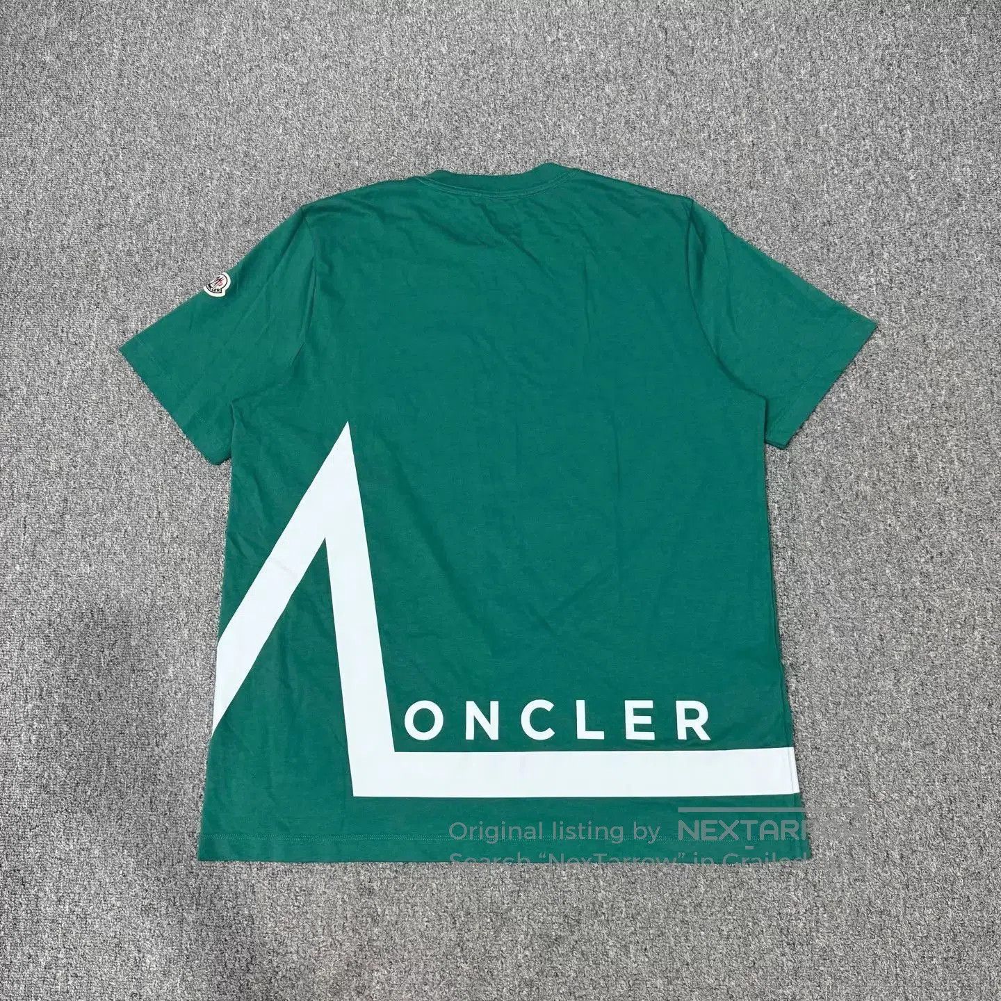 Moncler Green Short Sleeve T-Shirt with White Geometric Design. Size US L / EU 52-54 / 3 - 2 Thumbnail