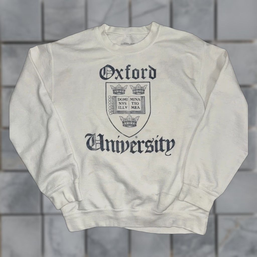 Vintage VINTAGE Oxford University Sweatshirt White Small Mens Crewneck Pullover Graphic Print Collegiate 19x23 Size US S / EU 44-46 / 1 - 1 Thumbnail