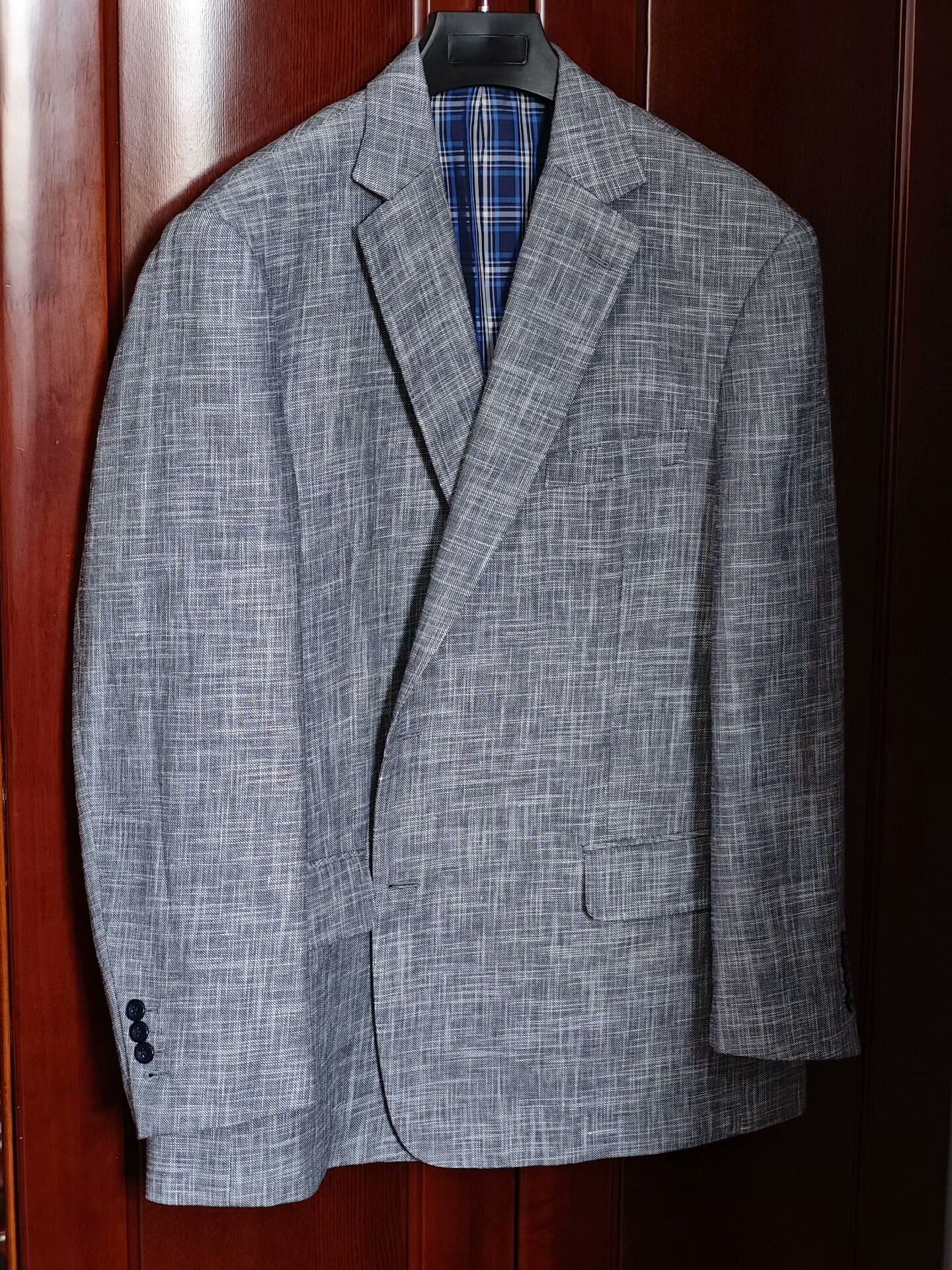 Custom Gray-Blue Wool Linen Suit