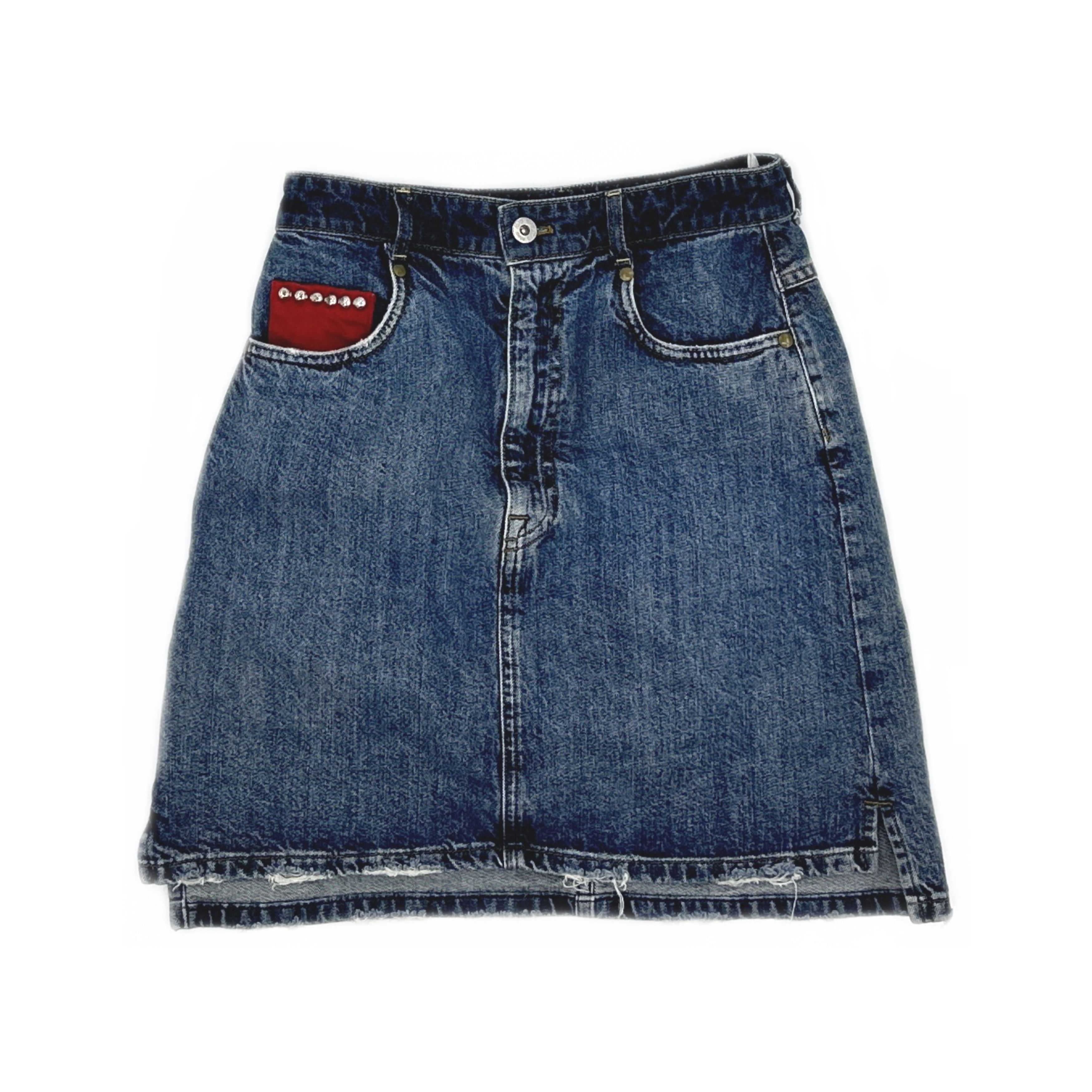 Miu Miu Miu Miu Jeweled Pocket Denim Skirt Size 40 Size 27" / US 4 / IT 40 - 1 Thumbnail