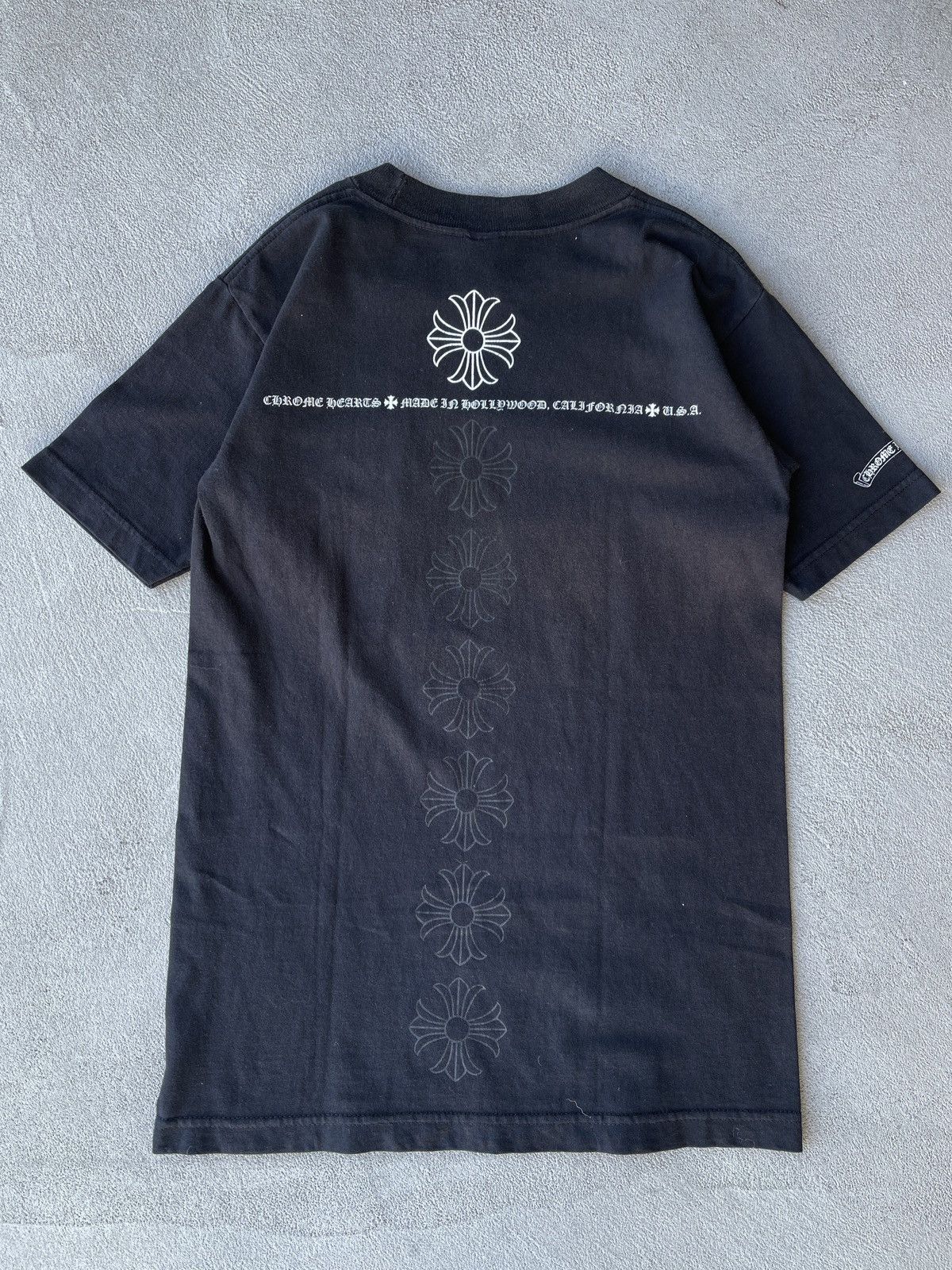 image of Steal! 2000S Chrome Hearts Vertical Crosses Logo Pocket Tee in Black, Men's (Size Small)