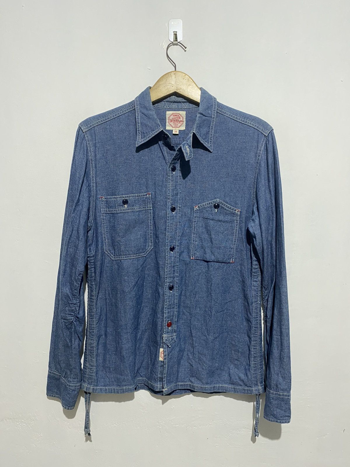 Edwin × Japanese Brand × Vintage 1990s edwin over works factory denim shirt Size US L / EU 52-54 / 3 - 1 Thumbnail