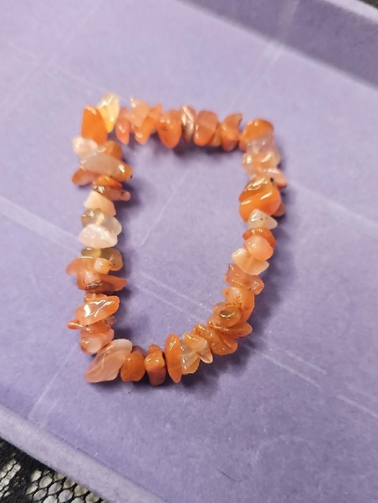 Other Carnelian Chip Stretch Bracelet - Orange Bead Bracelet Size ONE SIZE - 3 Thumbnail