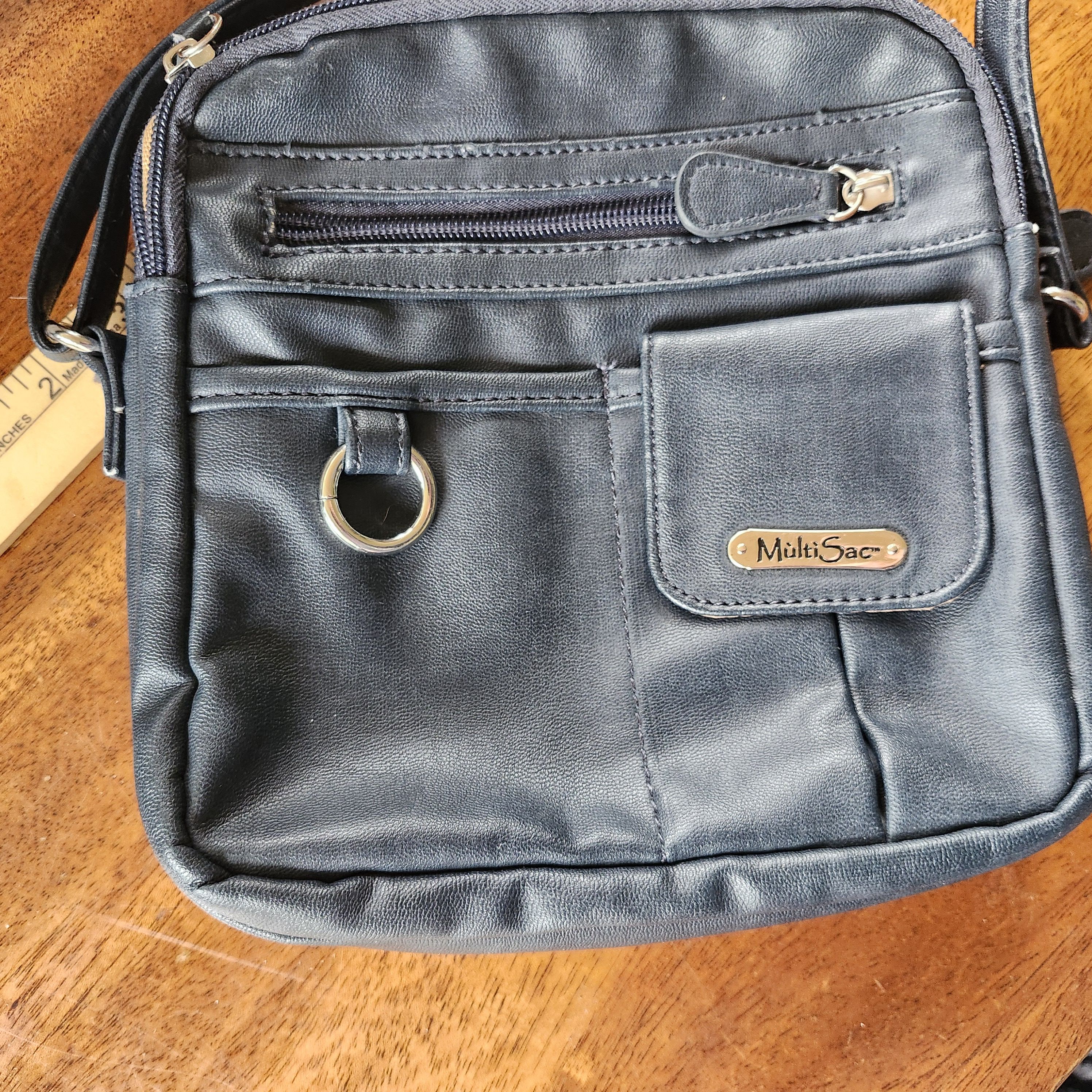 Other MultiSac Black Faux Leather Bag Purse Adj Strap Pockets Size ONE SIZE - 1 Thumbnail