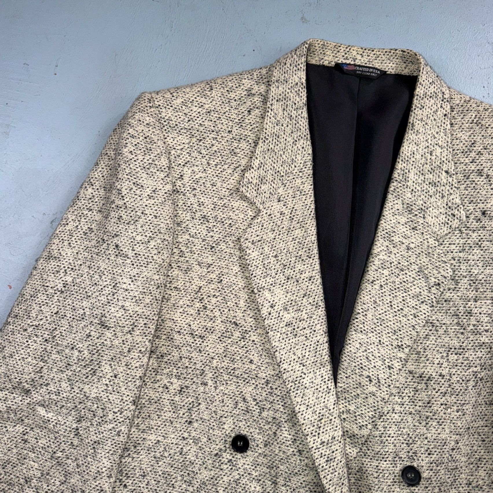 Doublet VINTAGE Shyrocks Blazer Coat Mens 42 Wool Tweed Single-Breasted Notch Lapel 2-Button 80s Gray Size 42R - 2 Thumbnail