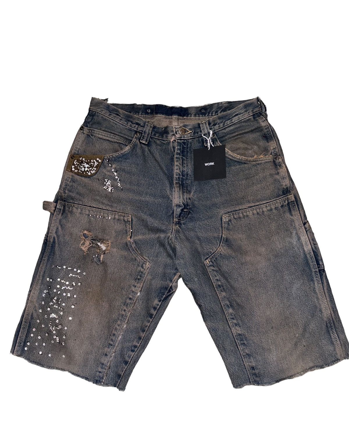 Other Custom diamond denim shorts brown washed Size US 35 - 1 Thumbnail