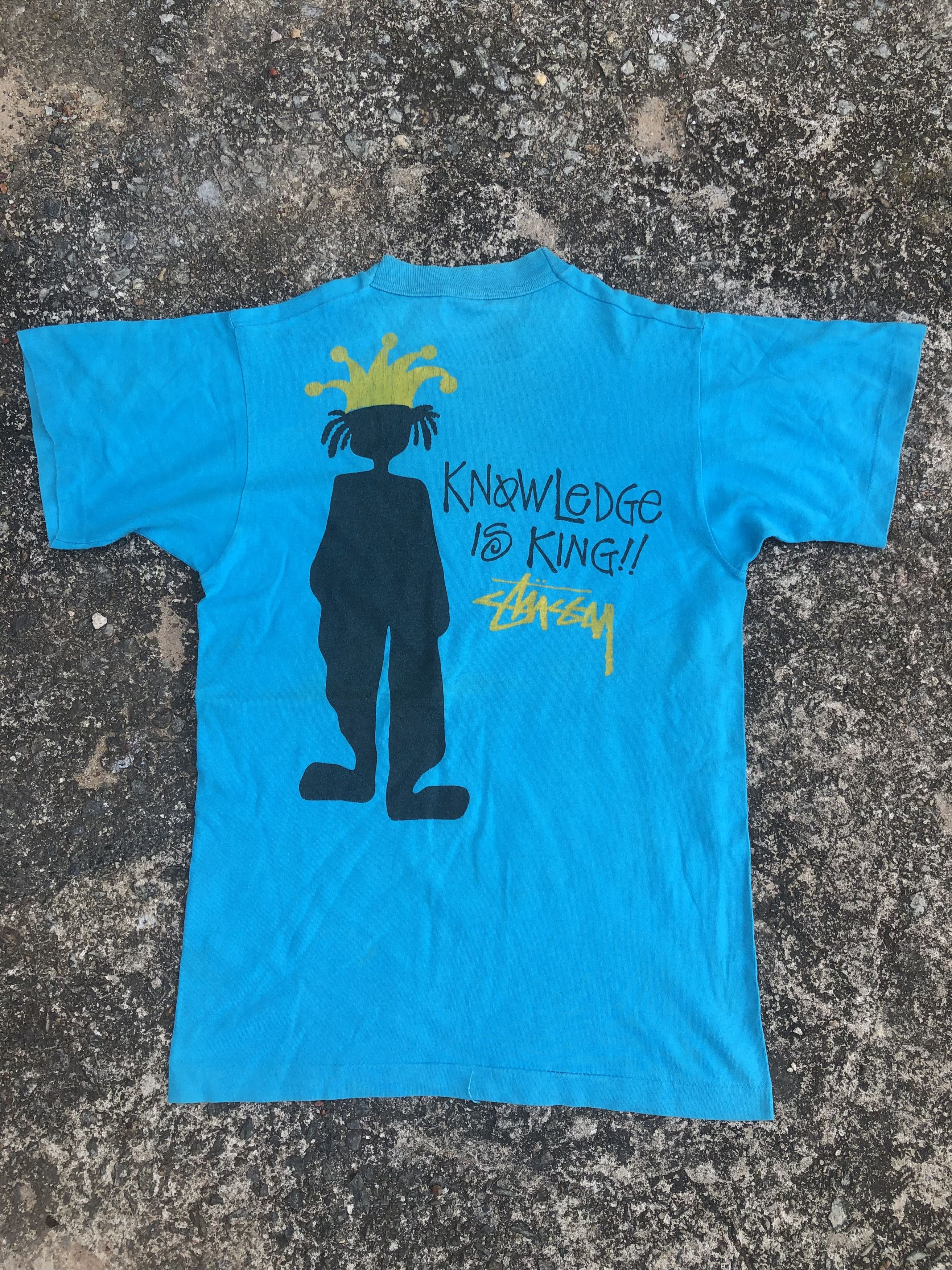 Vintage 🔥Vintage 90s STUSSY 'Knowledge is King' Streetwear T-Shirt Size US S / EU 44-46 / 1 - 5 Thumbnail