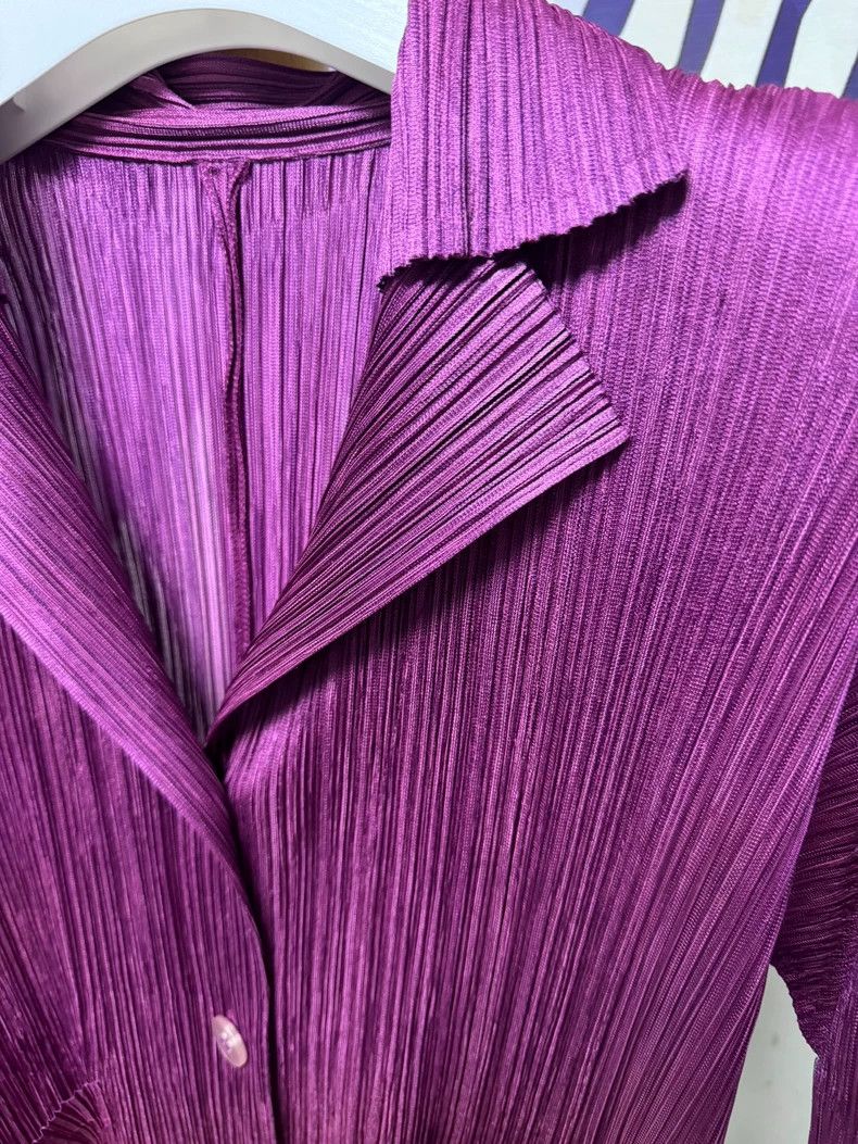 Issey Miyake Issey Miyake size:4 Purple pleated Honor suit jacket top Size S / US 4 / IT 40 - 2 Thumbnail