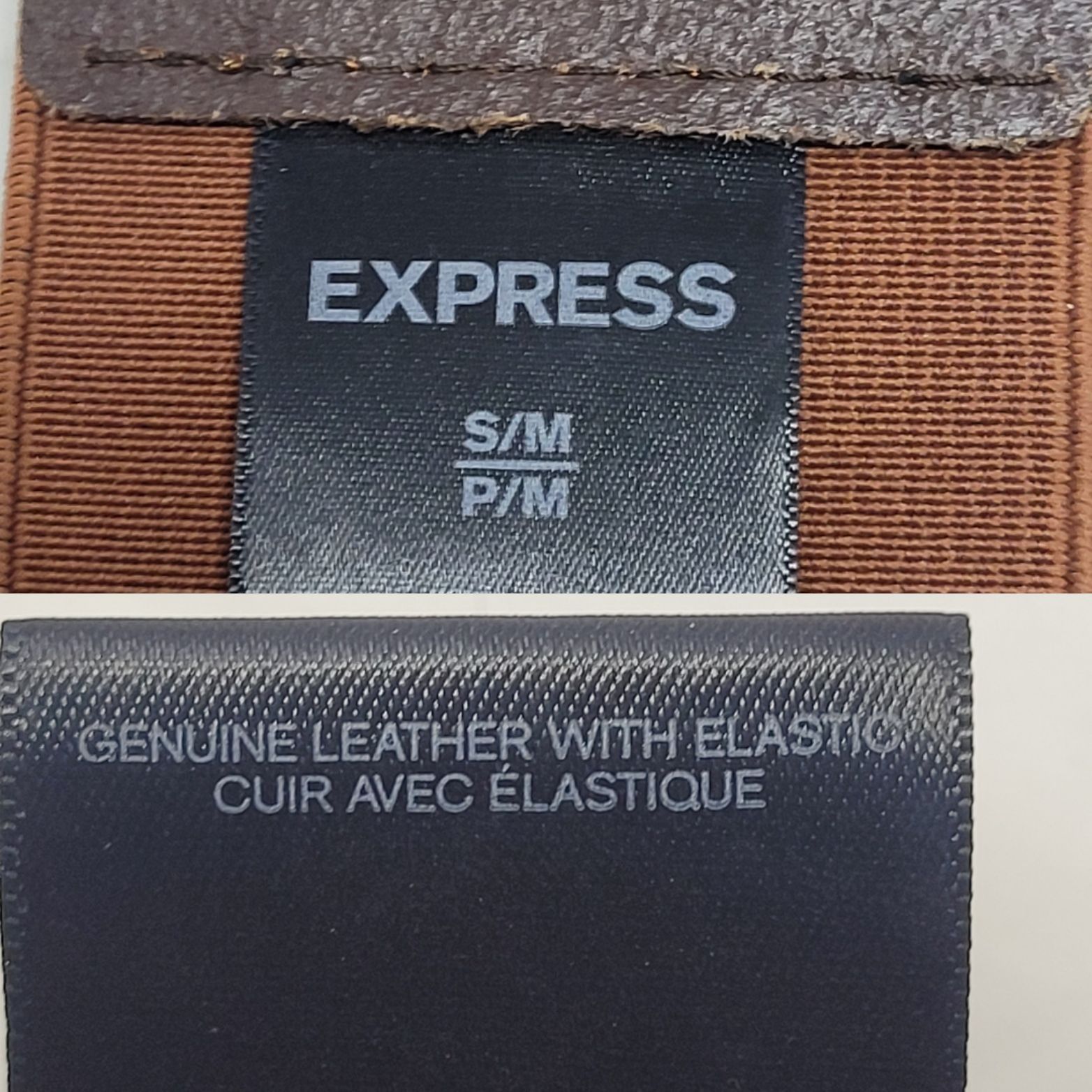 Express Vtg Express Western Wide Brown Leather Stretch Waist Belt Sz Size ONE SIZE - 2 Thumbnail