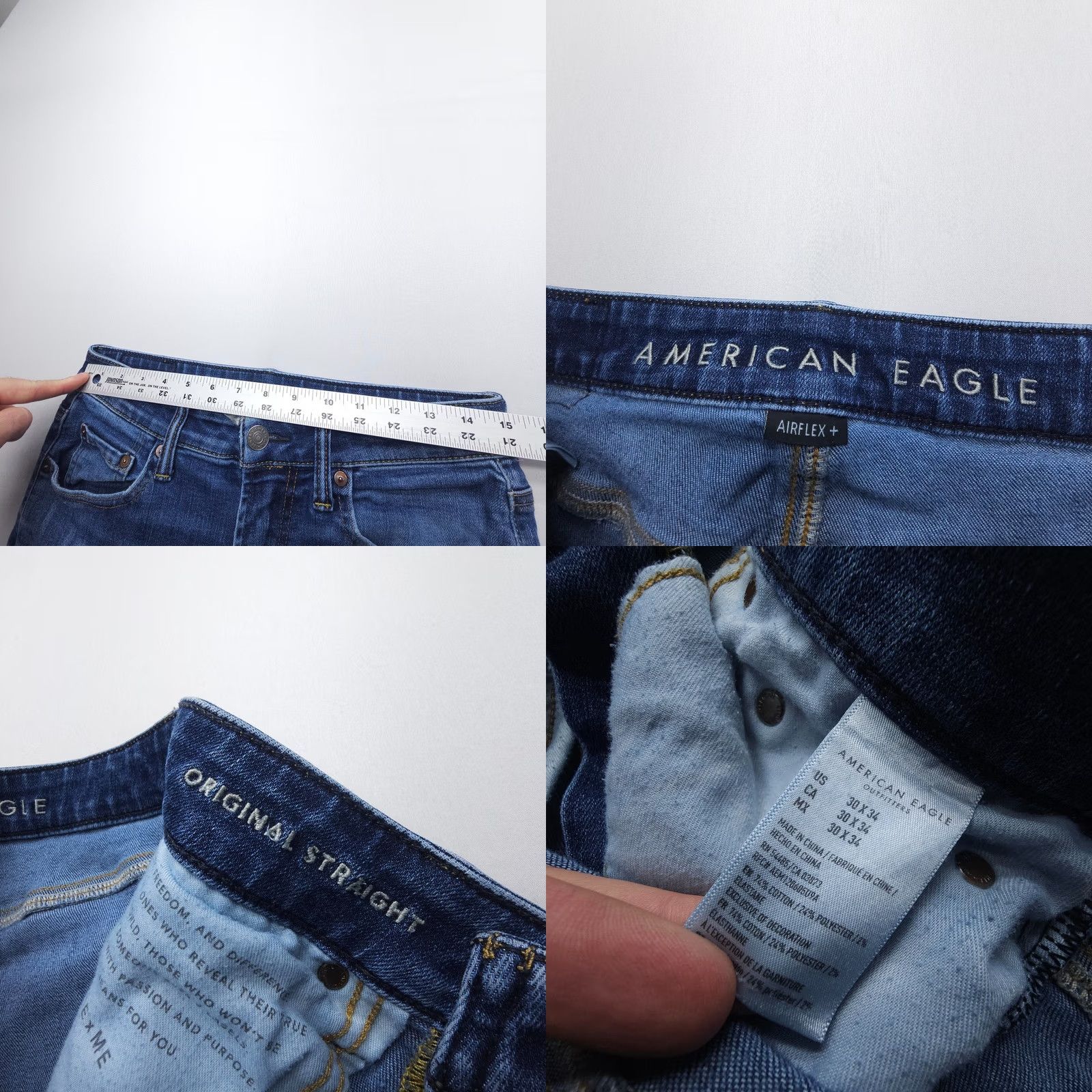 American Eagle Outfitters American Eagle Outfitters Jeans Mens 30 x 34 Dark Wash Airflex Stretch Slim Straight Denim Blue 5-Pocket 30x34 Regular Rise Mid Vintage N/A Mens Size US 30 / EU 46 - 8 Thumbnail