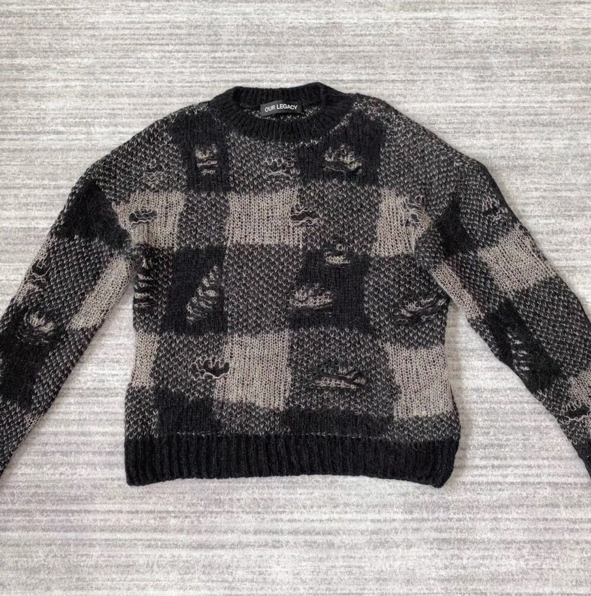 Our Legacy Our Legacy size46 Black perforated tartan round neck shirt Size US S / EU 44-46 / 1 - 2 Thumbnail