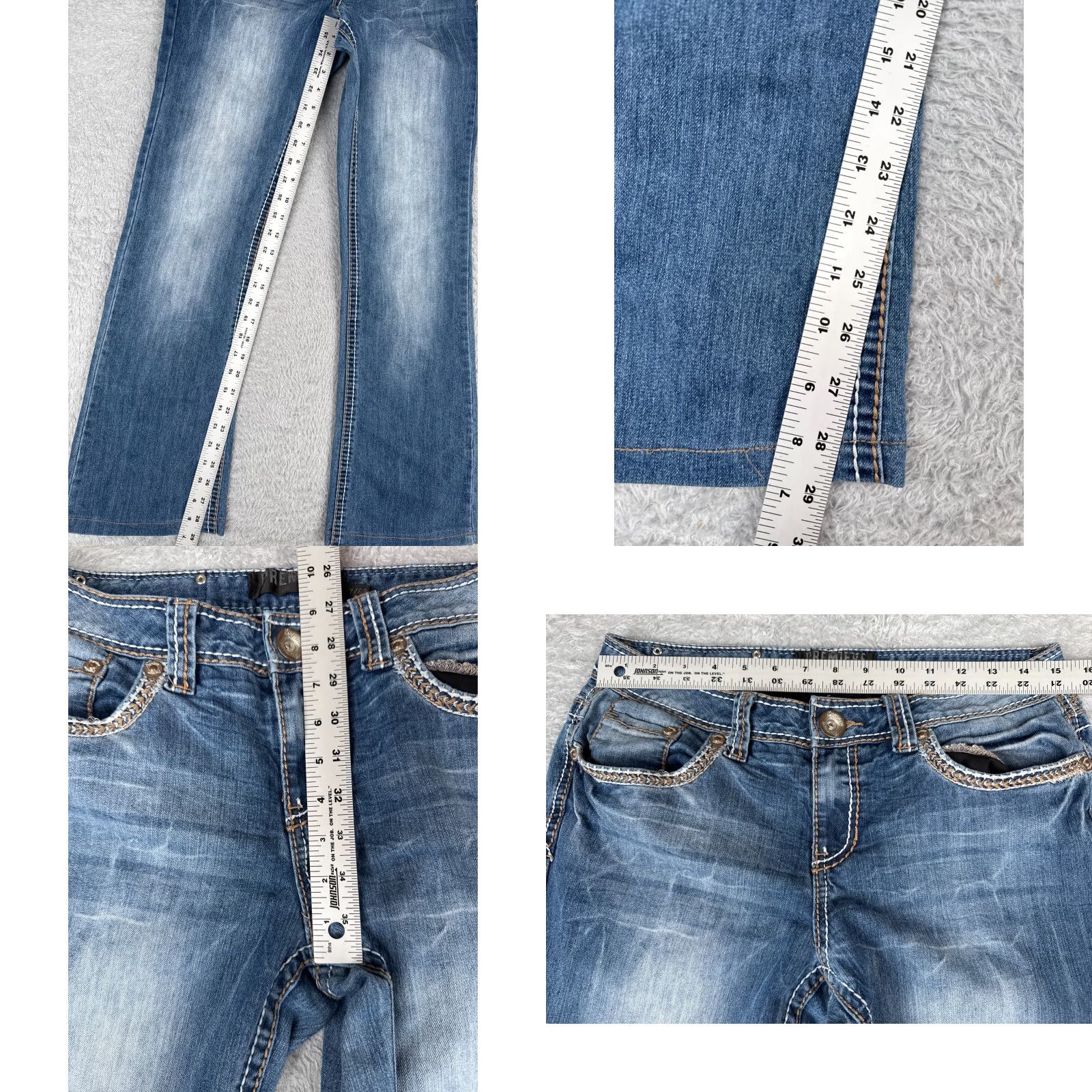 Vintage Rue21 Jeans Juniors 7 Blue Denim Mid Rise Bootcut 30x29 Cotton Womens Jeans 5-Pocket Embroidered Rhinestone Blue Denim Style American Designer Size 28" / US 6 / IT 42 - 8 Thumbnail