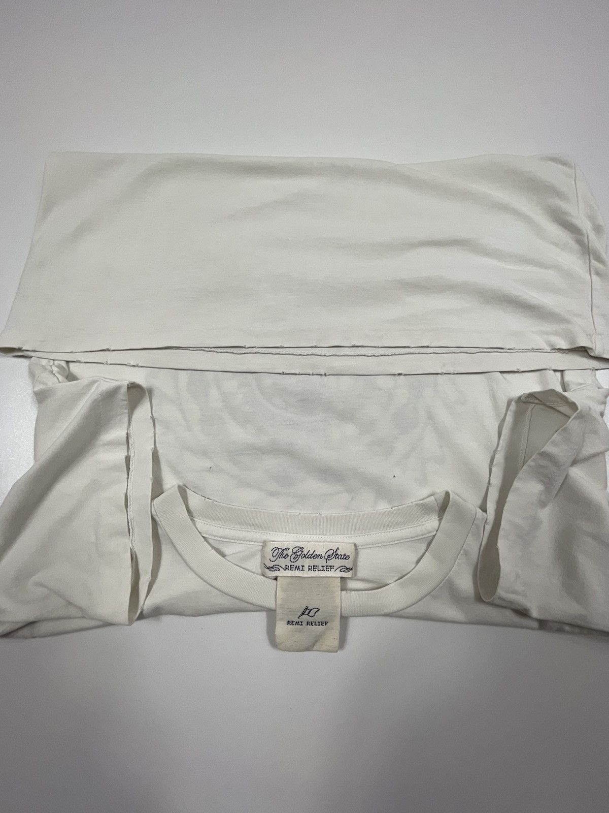 Japanese Brand × Remi Relief × Yohji Yamamoto Japan Embroidered Skull Logo Off White Distressed Short Sleeve T-Shirt Size US M / EU 48-50 / 2 - 9 Thumbnail