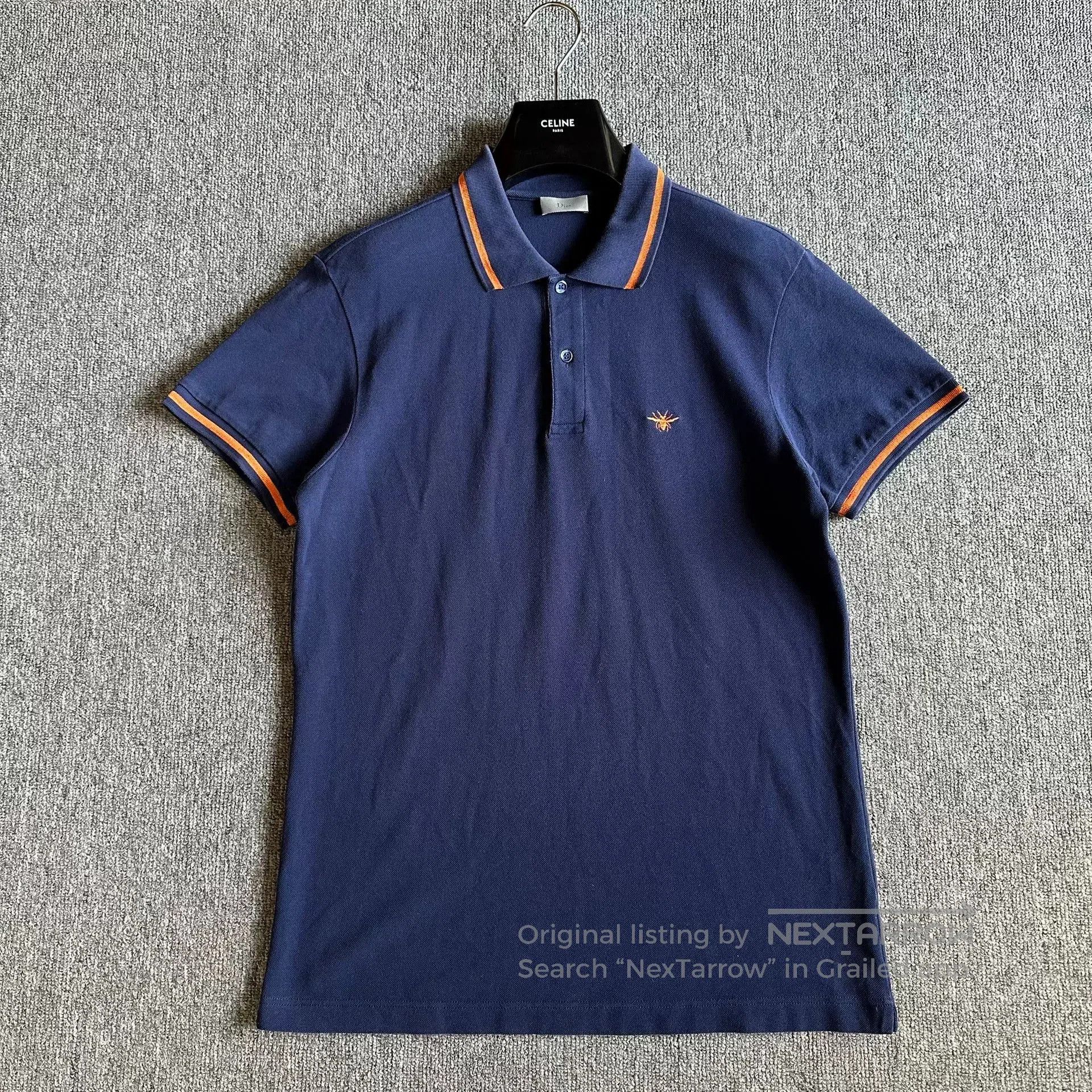 Dior Dior Navy Bee Embroidery Short Sleeve Polo. Size US XL / EU 56 / 4 - 1 Thumbnail
