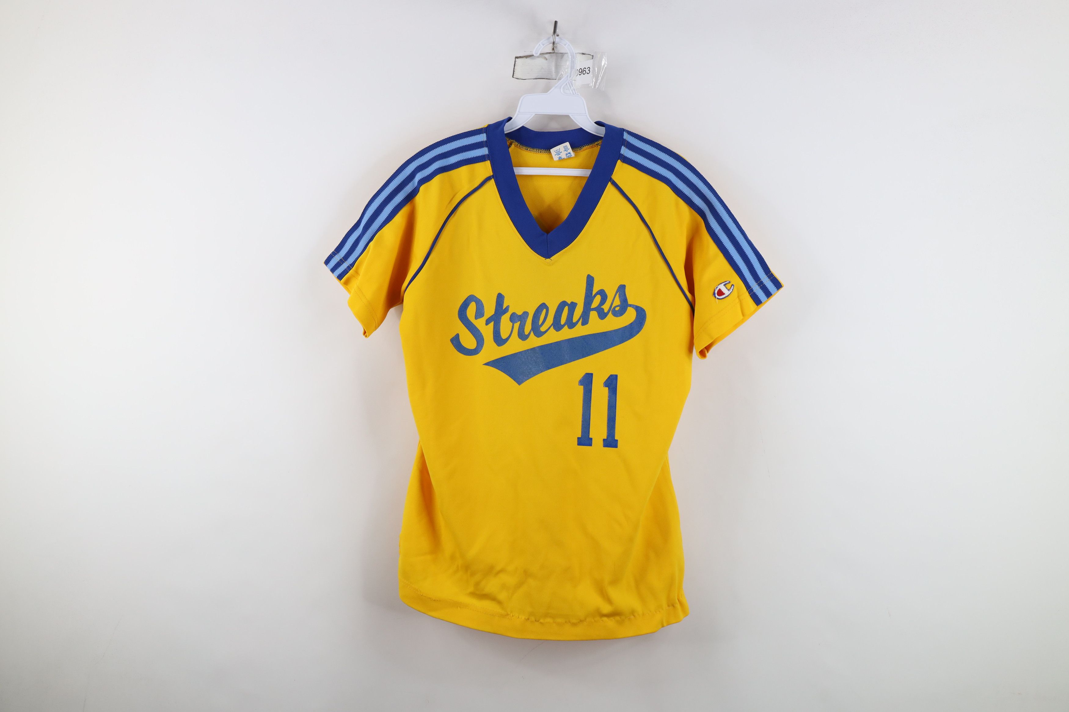 Champion Vintage 70s Champion V-Neck Durene Jersey T-Shirt Yellow USA Size XL / US 12-14 / IT 48-50 - 1 Thumbnail