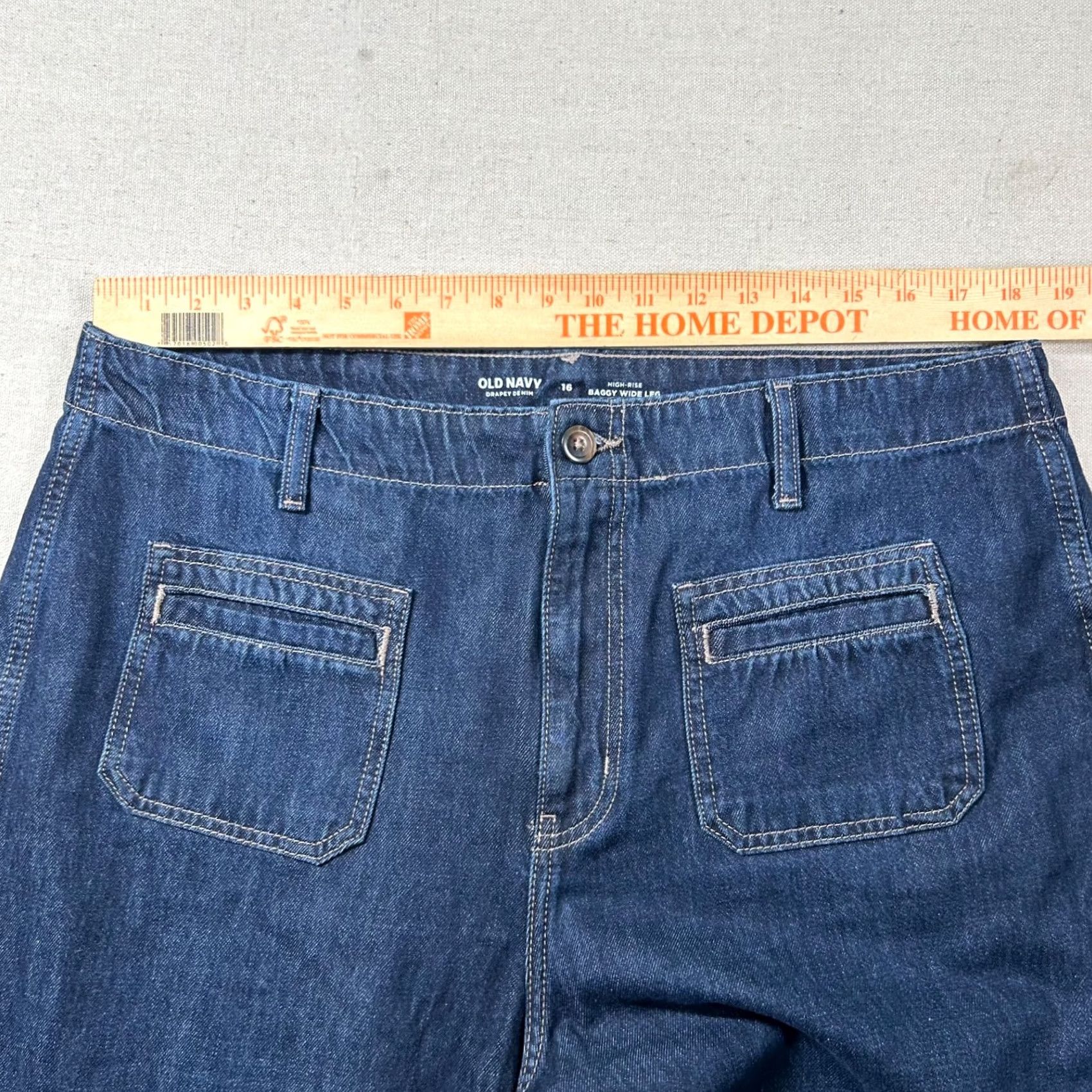 Old Navy Old Navy Jeans Womens 16 Baggy Wide Leg High Rise Denim Blue Vertical 16 Baggy Wide-Leg Jeans Womens Mens Womens Size 38" / US 16 / IT 52 - 7 Thumbnail
