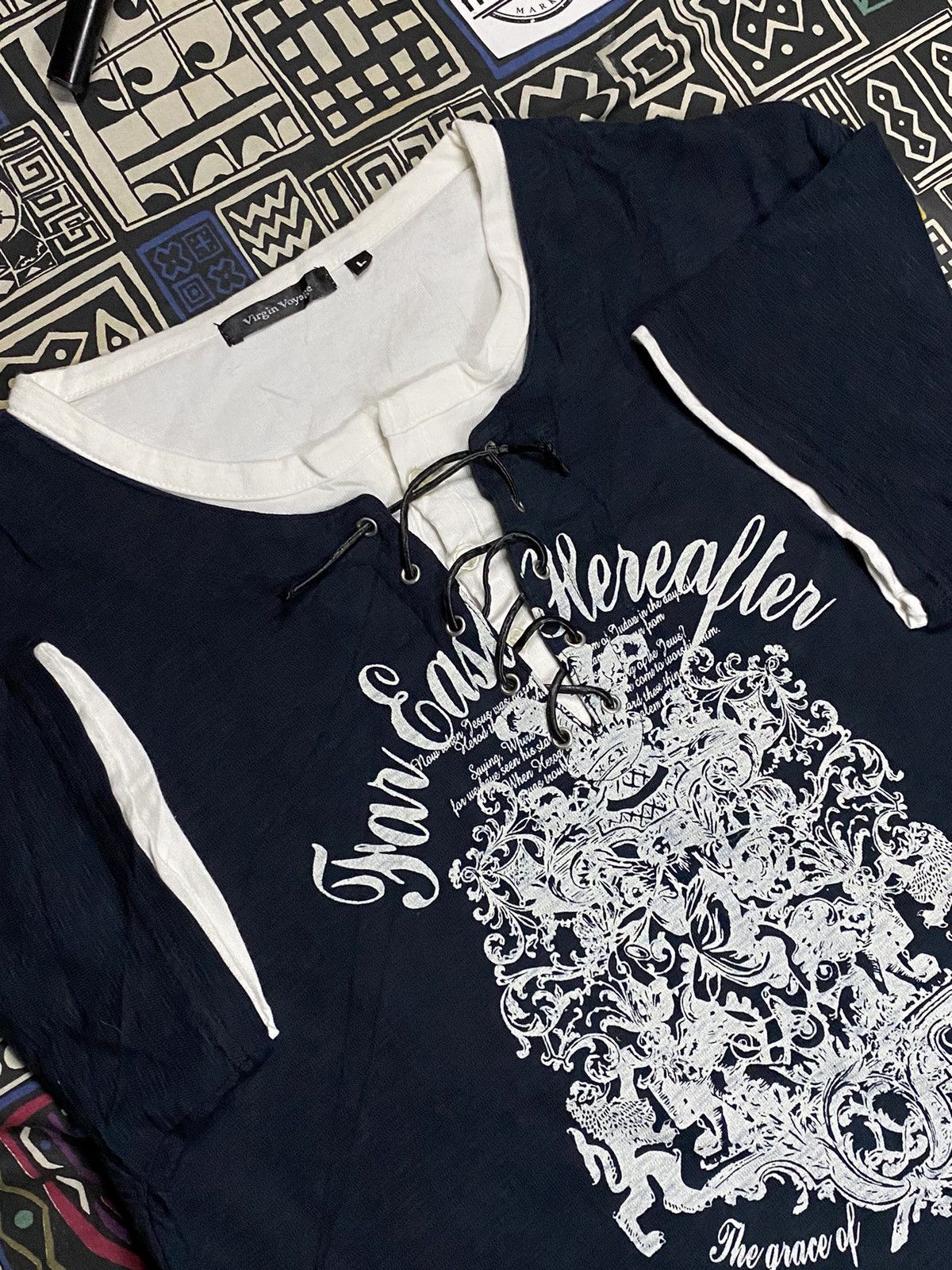 If Six Was Nine × Japanese Brand Y2k Virgin Voyage poem Lace Colar Punk double layer T shirt Size US L / EU 52-54 / 3 - 2 Thumbnail