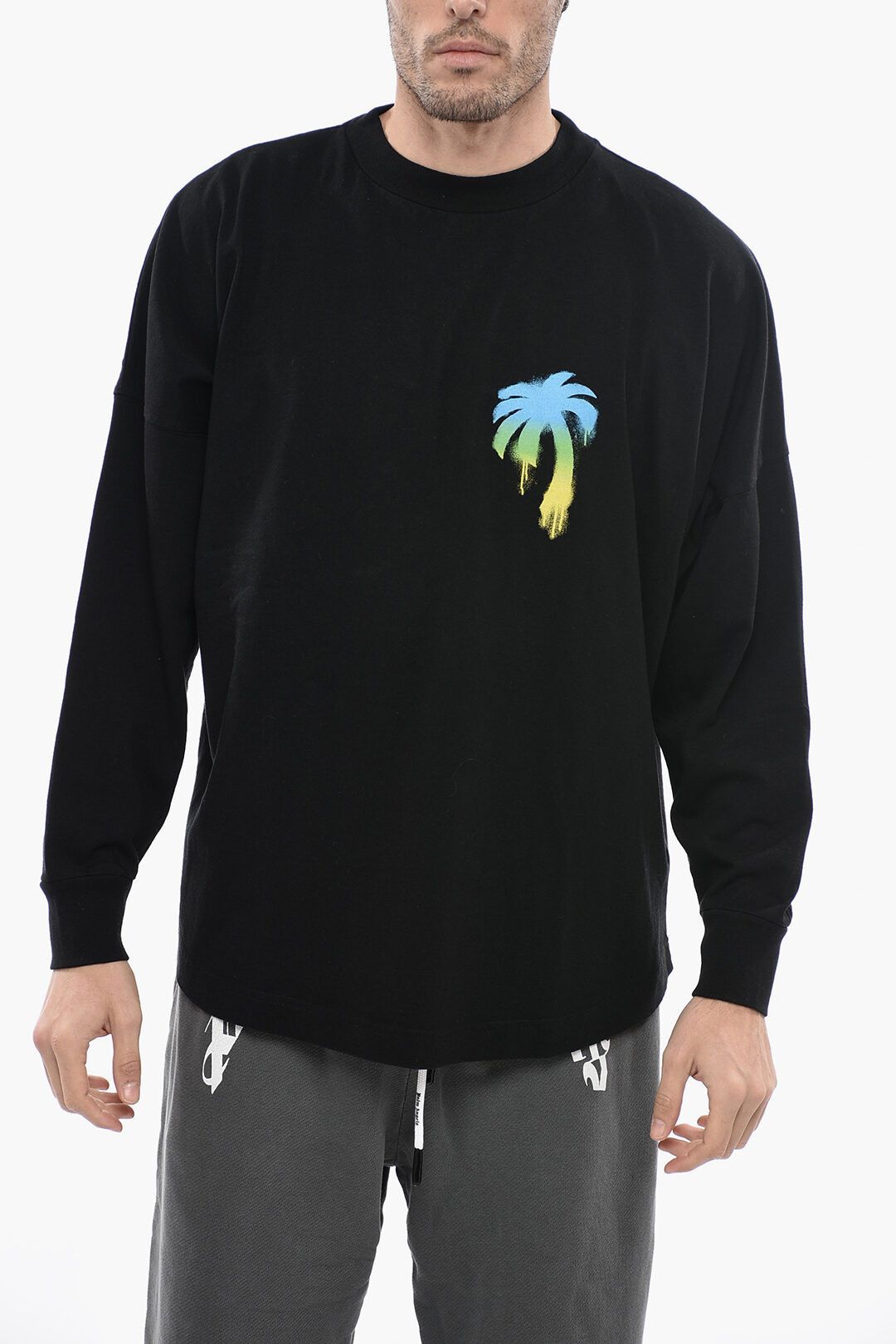 image of Palm Angels Og1Mm0524 Crewneck Oversized T-Shirt In Black, Men's (Size 2XS)
