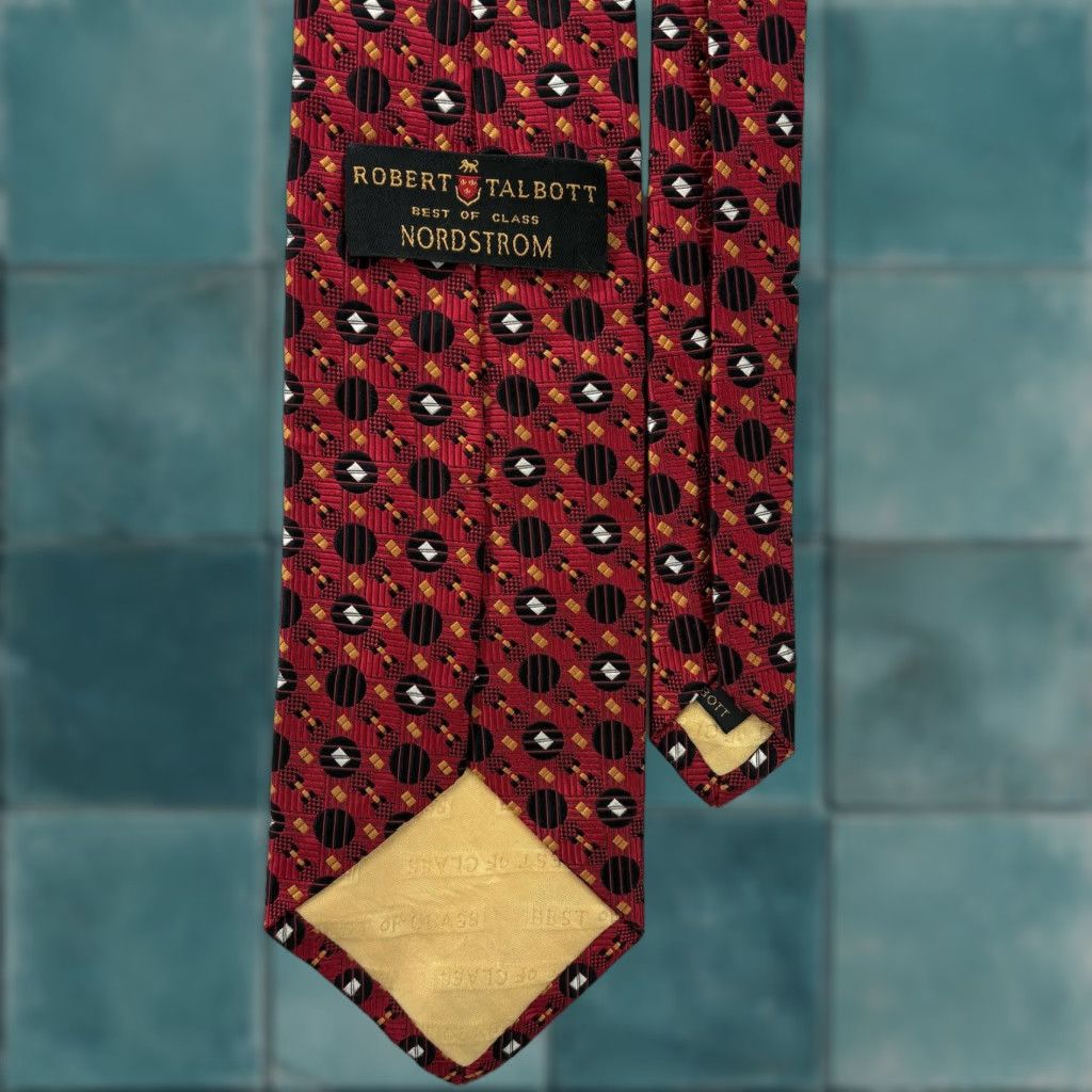 Robert Talbott Robert Talbott Tie Mens Red Silk Geometric Designer Necktie Dress Formal Best of Class Size ONE SIZE - 1 Thumbnail