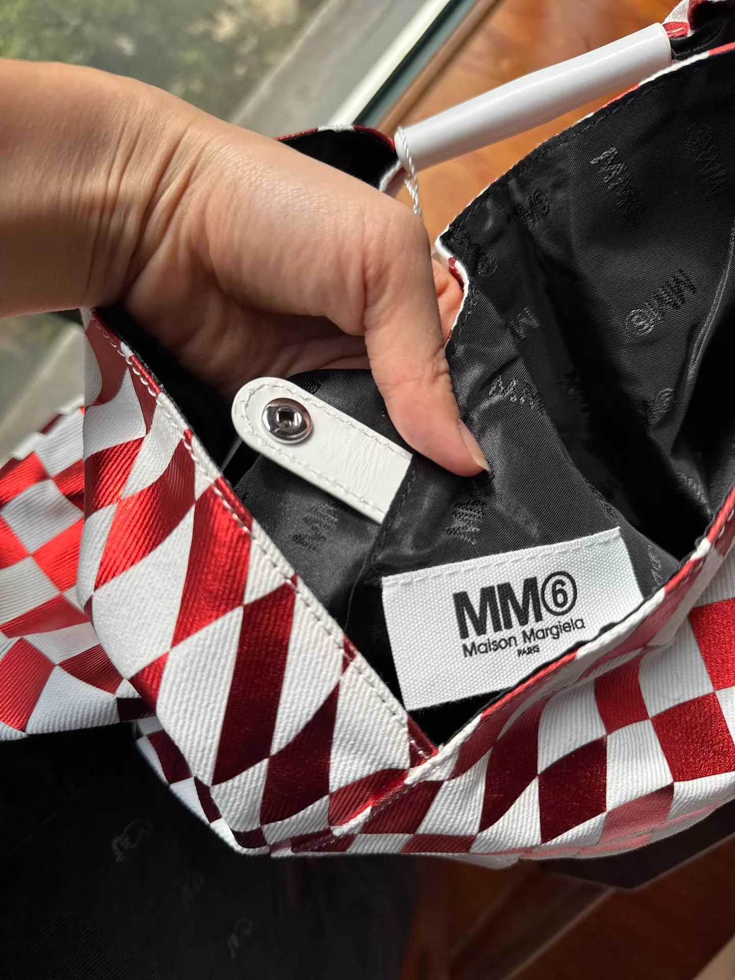 MM6 MM6 Maison Margiela Classic Red White Check Foldable Bag Size ONE SIZE - 6 Thumbnail