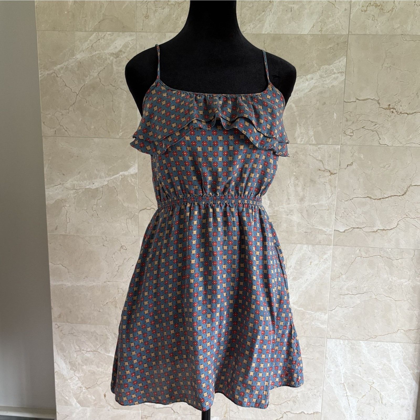 Jack Wills Jack Wills Silk Ruffle Tier Mini Dress 4 Blue Preppy Y2K Size S / US 4 / IT 40 - 3 Thumbnail
