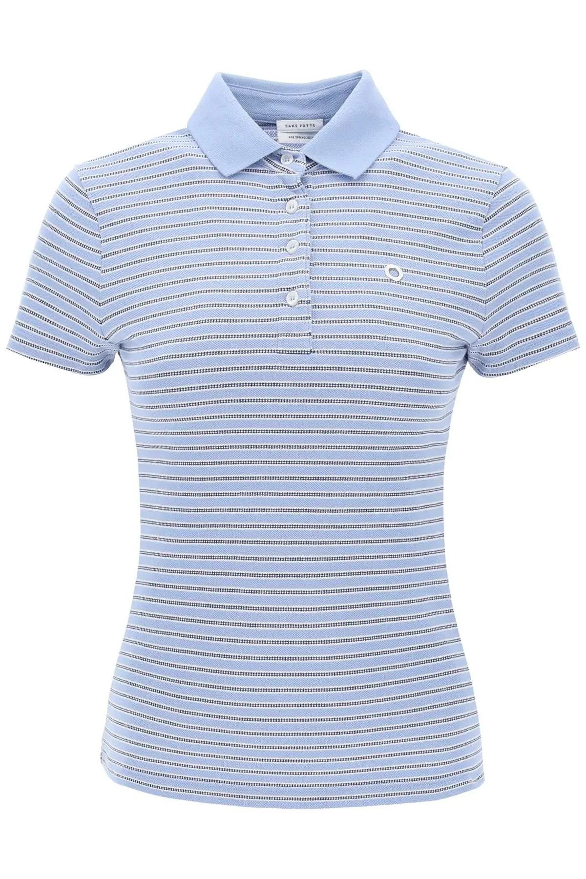 image of Saks Potts O1S22I1N1223 Venus Striped Polo Shirt In Light Blue, Women's (Size XS)