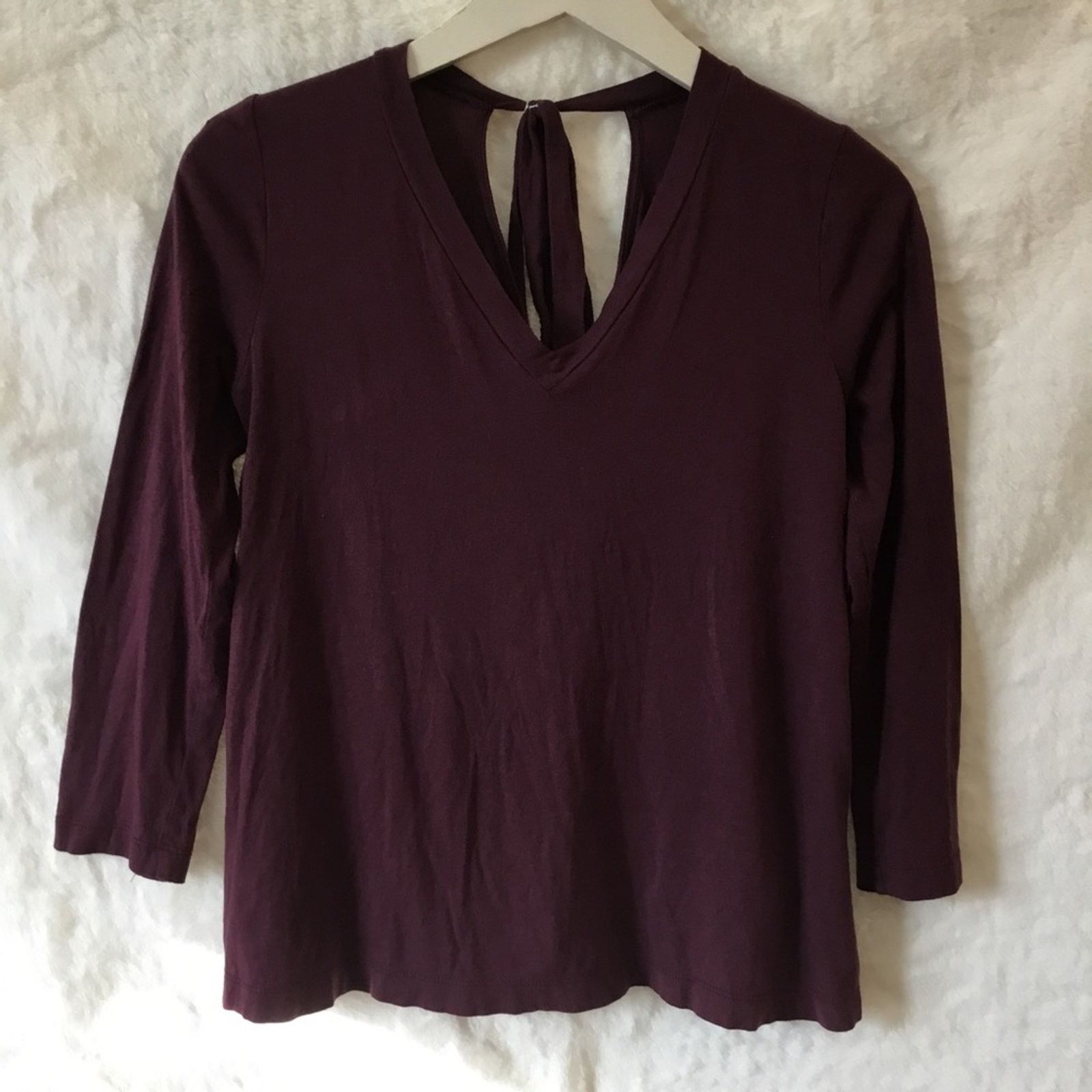 Loft Loft Burgundy V-Neck Long Sleeve Top Size S / US 4 / IT 40 - 7 Thumbnail