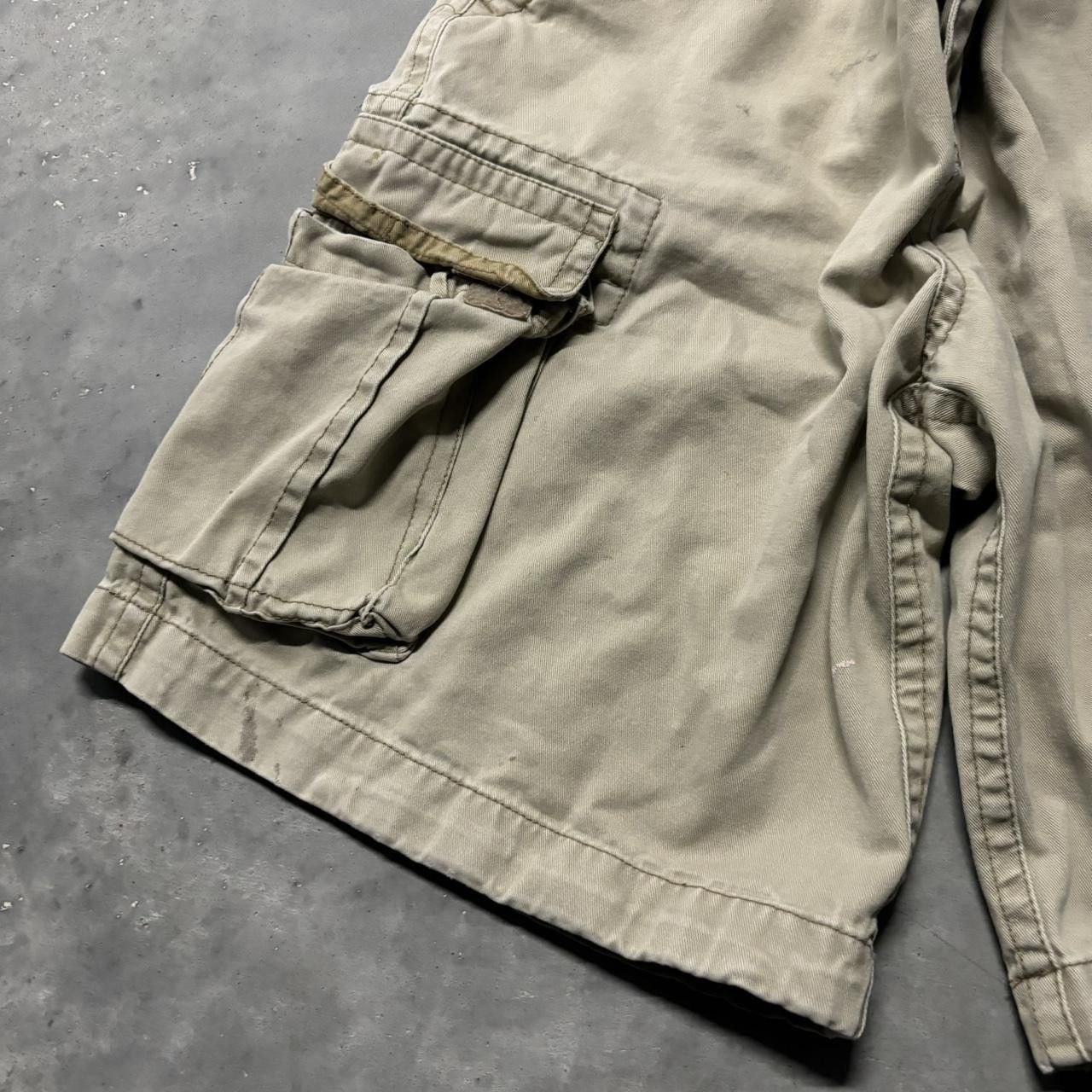 Japanese Brand × Vintage Crazy Vintage Y2K/2000s Baggy Cream Skater Style Cargo Shorts! Size US 38 / EU 54 - 3 Thumbnail