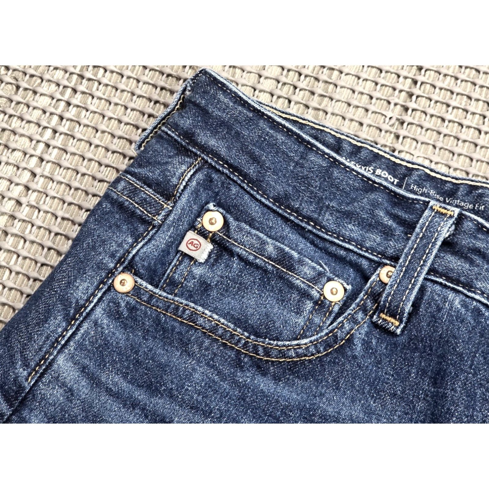 Vintage AG Adriano Goldschmied 31 Alexxis Boot High Rise Jeans 31x30 Blue Denim Slim Bootcut Womens 31 Size 24" / US 00 / IT 34 - 6 Thumbnail