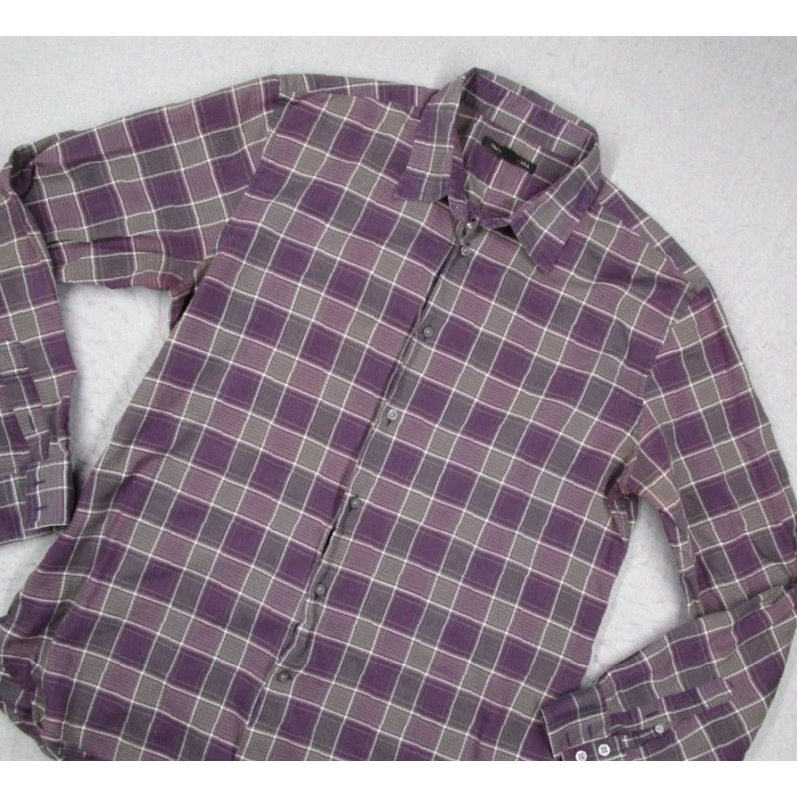 John Varvatos VINTAGE John Varvatos Star USA Shirt Mens Large Purple Check Button Up Designer Peace Size US L / EU 52-54 / 3 - 2 Thumbnail