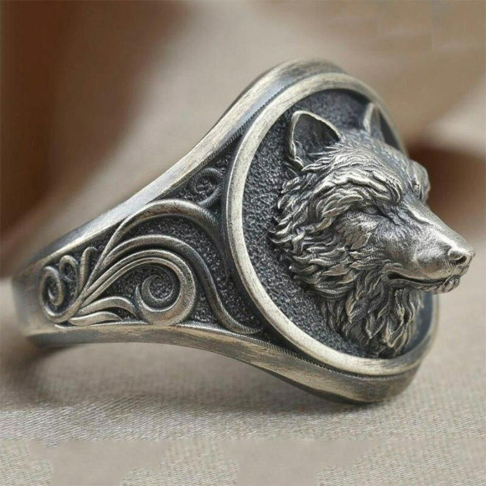 Designer Men's 925 Silver Retro Wolf Totem Punk Ring - Size 8 Size ONE SIZE - 6 Thumbnail