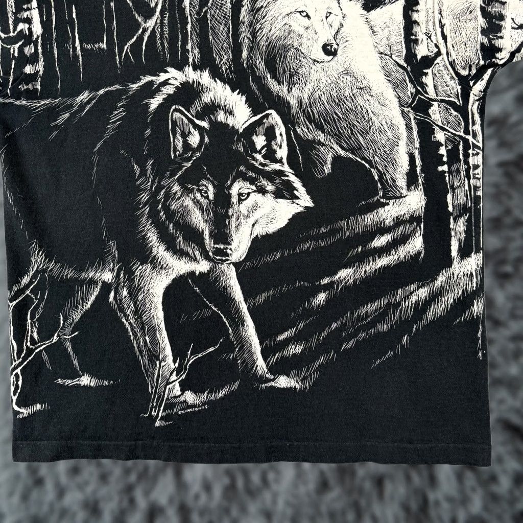 Fruit Of The Loom VINTAGE Fruit of the Loom Shirt Mens XL Black Wolf Nature 90s Short Sleeve USA Size US XL / EU 56 / 4 - 1 Thumbnail
