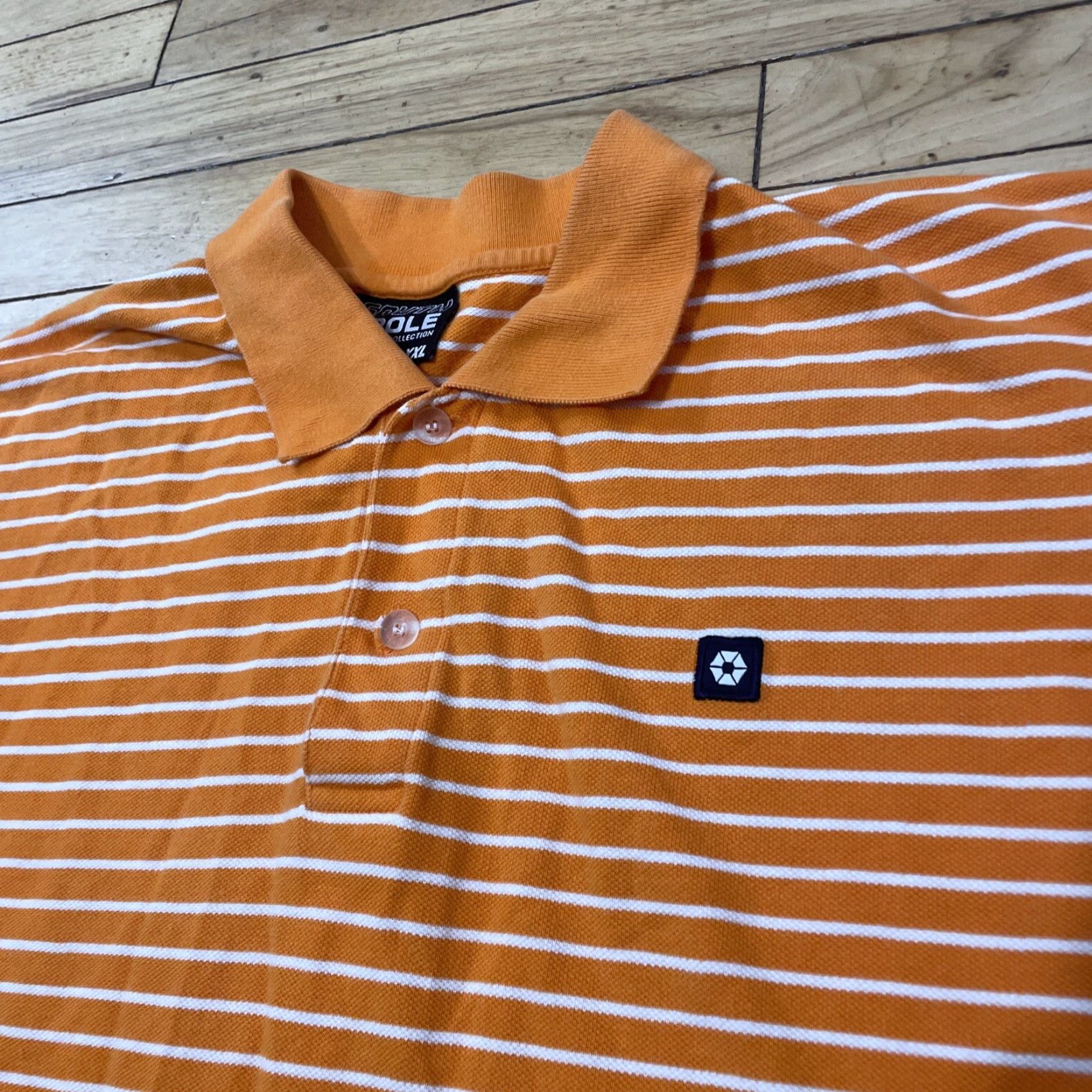 Southpole SOUTHPOLE Polo Shirt Men's 2XL Orange Stripe Stretch Knit Y2K Streetwear Short Sleeve Collared Polo Shirt Size US XXL / EU 58 / 5 - 3 Thumbnail