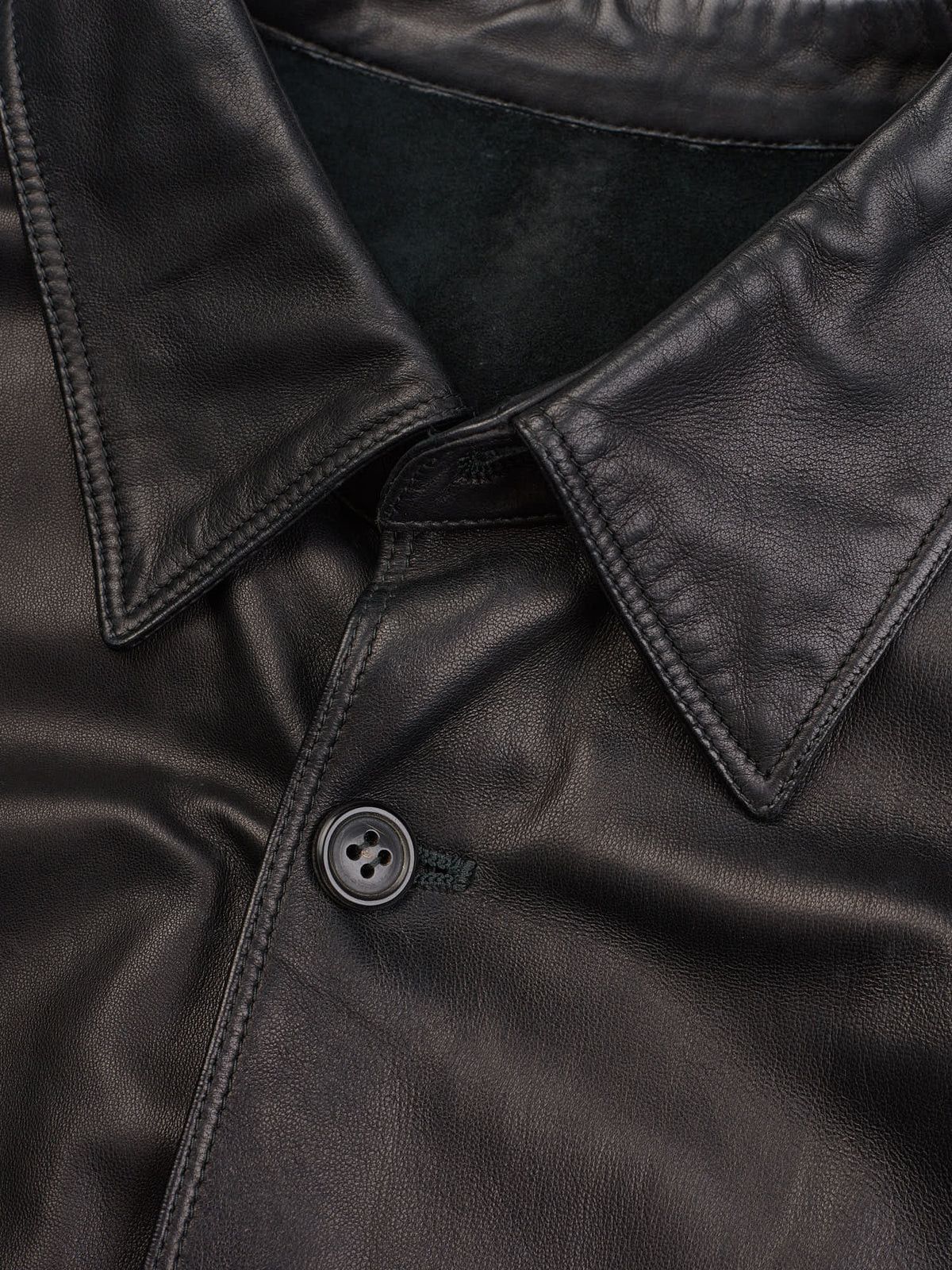SERAPHIN SERAPHIN France Black Leather Blouson Overshirt Jacket Size US M / EU 48-50 / 2 - 3 Thumbnail