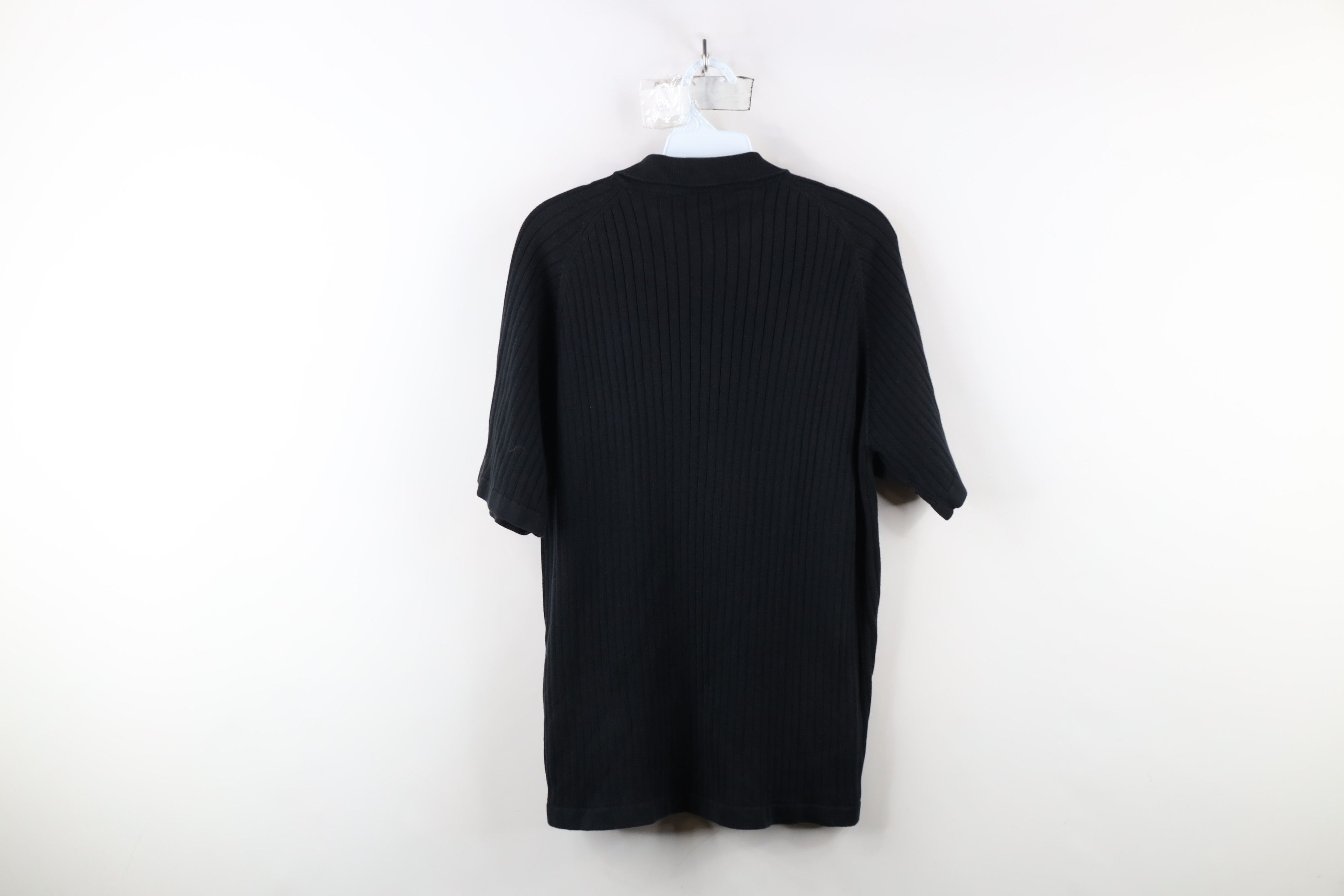 Vintage Vintage 90s Streetwear Ribbed Knit Collared Polo Shirt Black Size US M / EU 48-50 / 2 - 9 Thumbnail